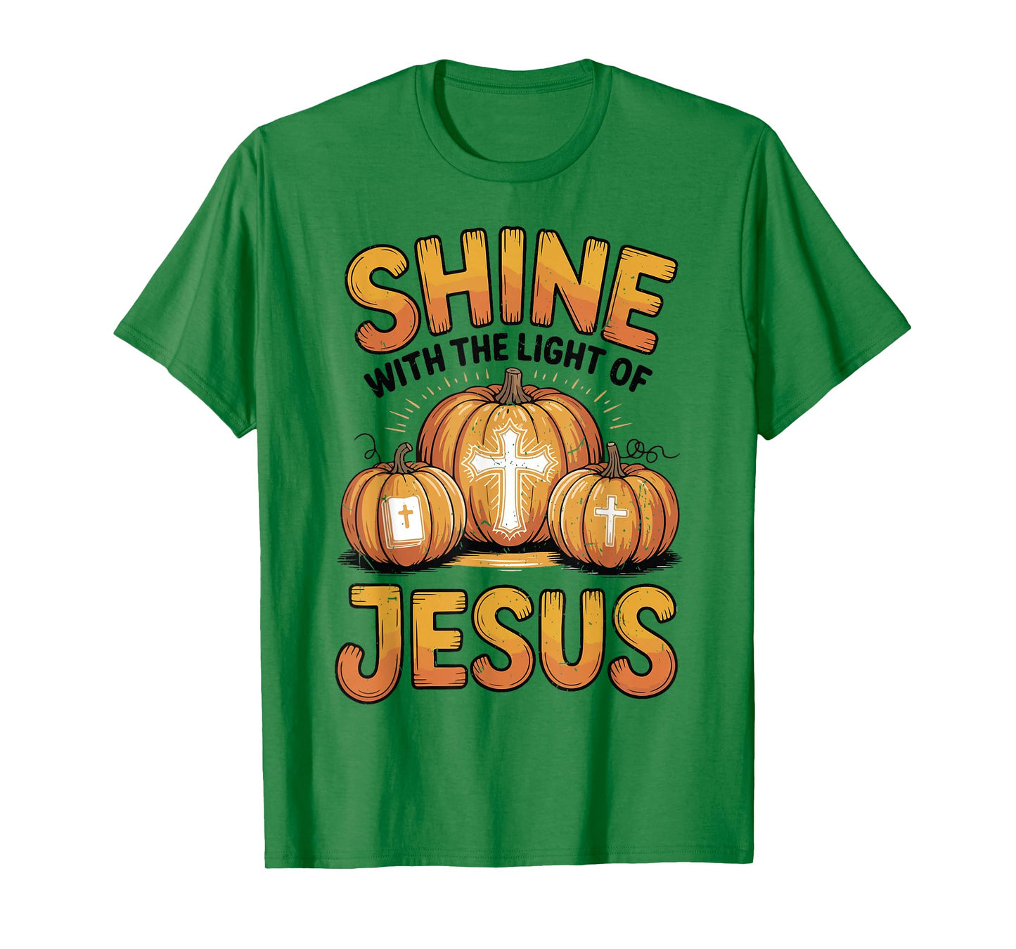 Kids Shine with The Light of Jesus Funny Christian Halloween T-Shirt