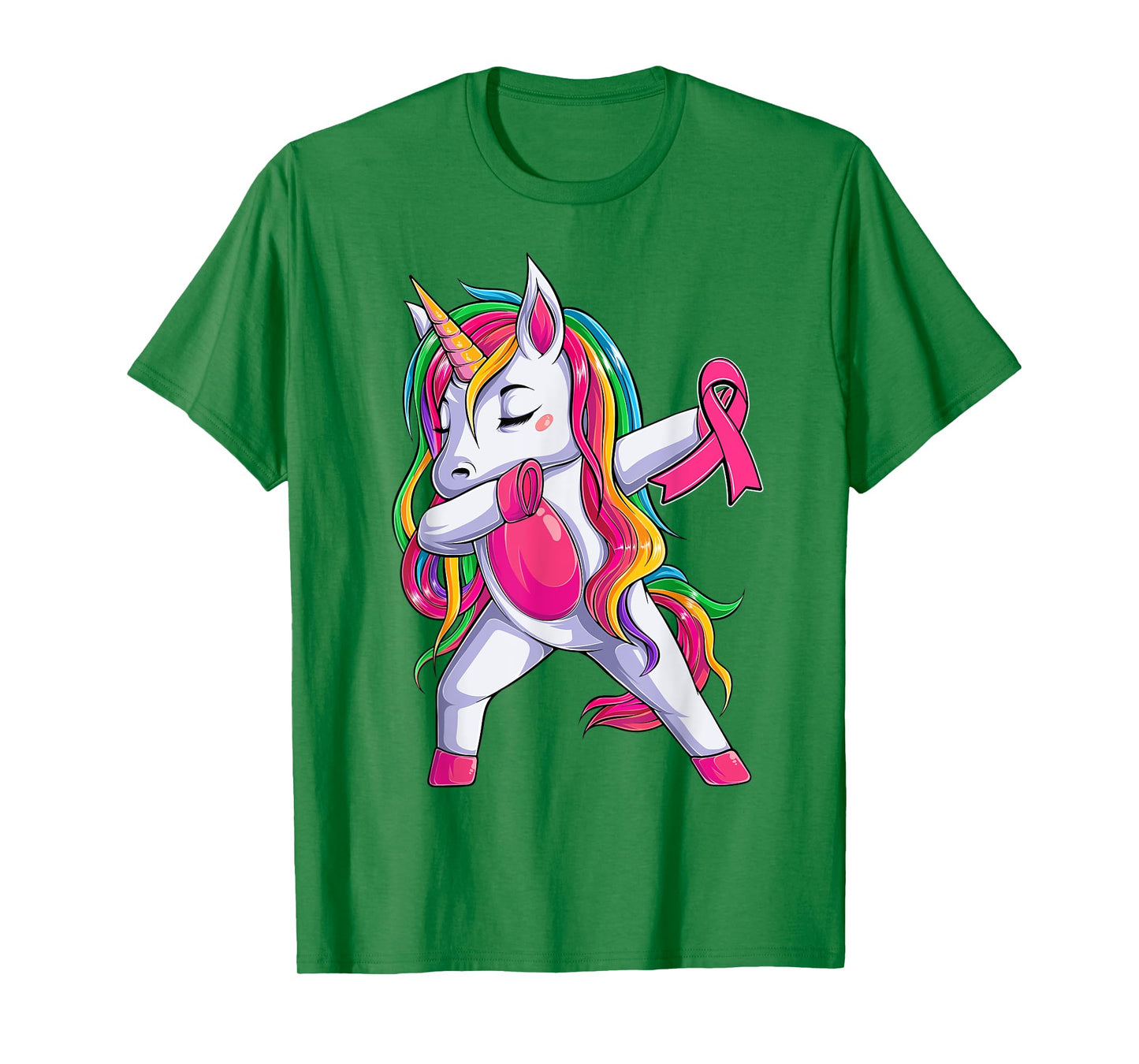 Dabbing Unicorn Pink Ribbon Breast Cancer Awareness Support T-Shirt