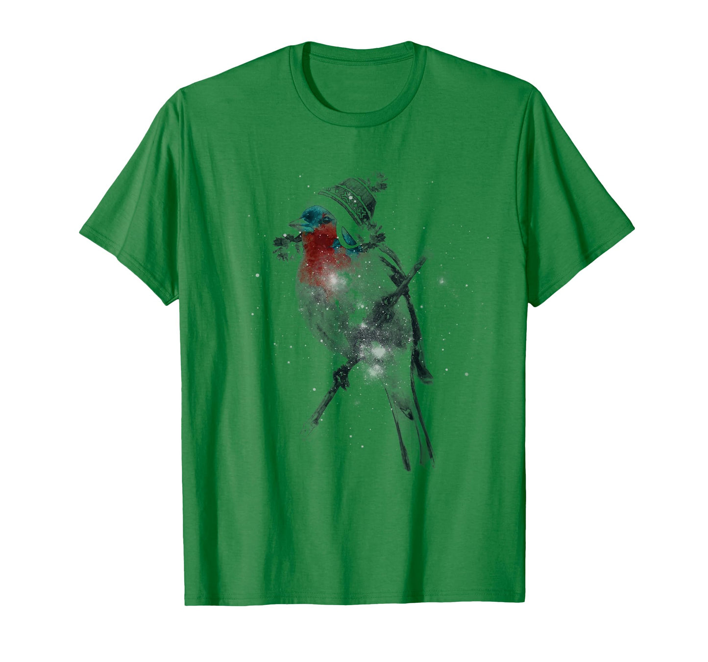 Cute Lovely Sparrow Bird Wearing Beanie Winter Hat T-Shirt