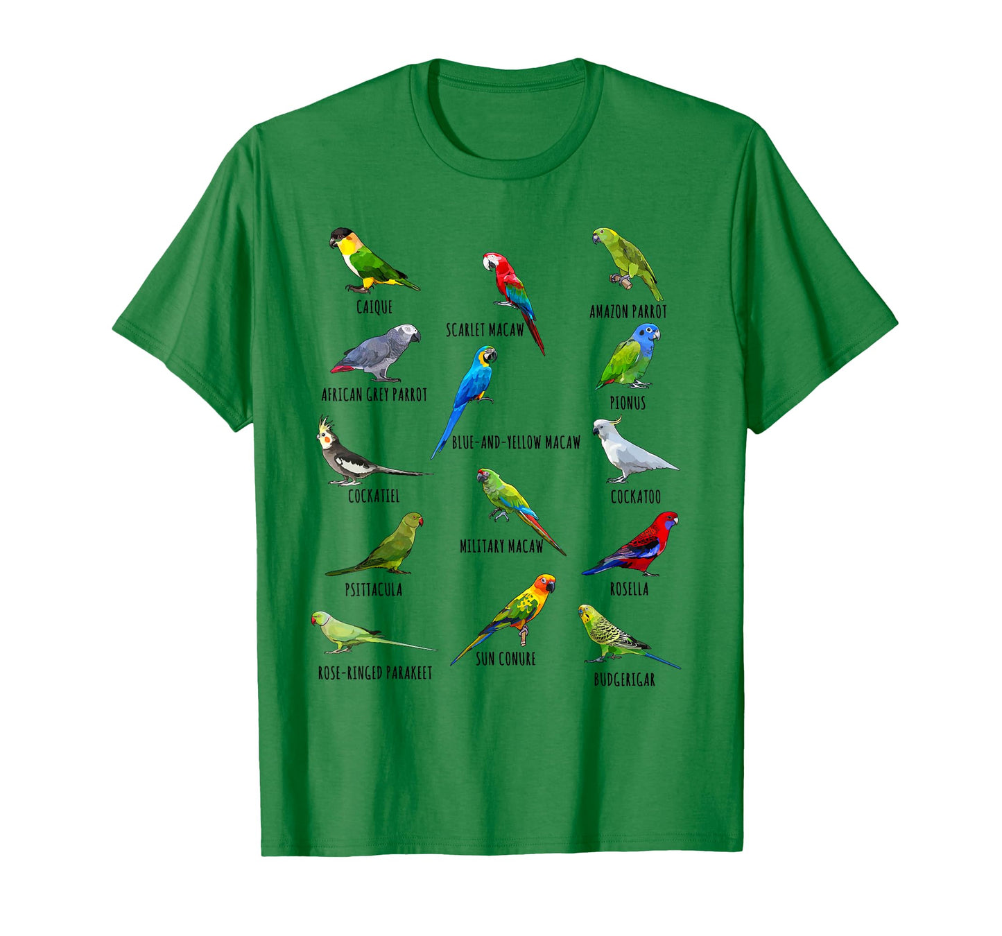 Different Parrot Species Biology Types Bird Identification T-Shirt