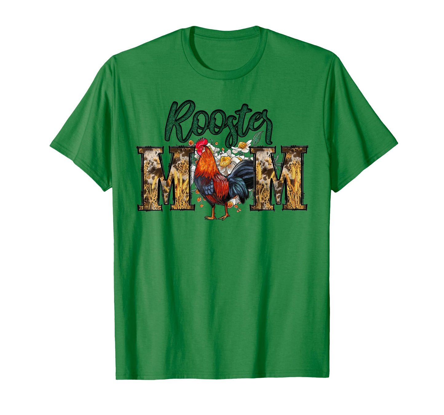 Rooster Mom Print Flowers for Mother's Day Chicken Lovers T-Shirt