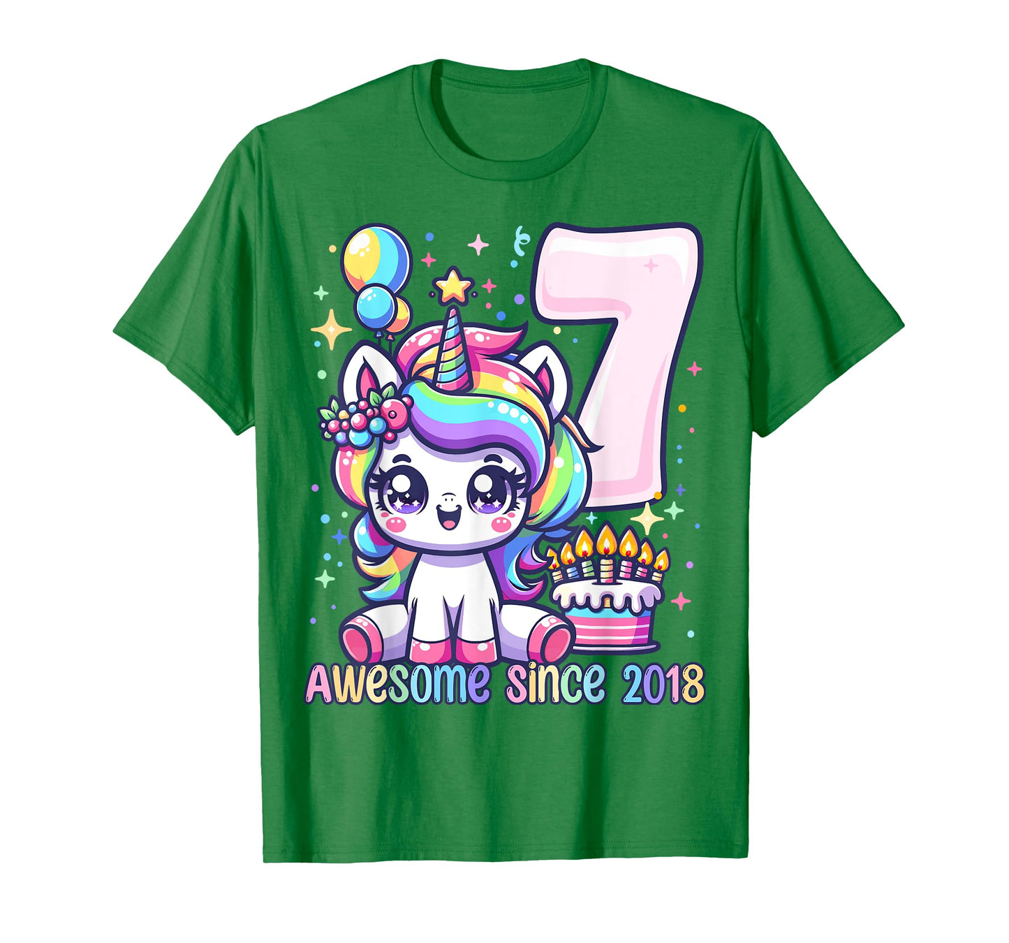 Unicorn 7th Birthday 7 Year Old Unicorn Party Girls Outfit T-Shirt