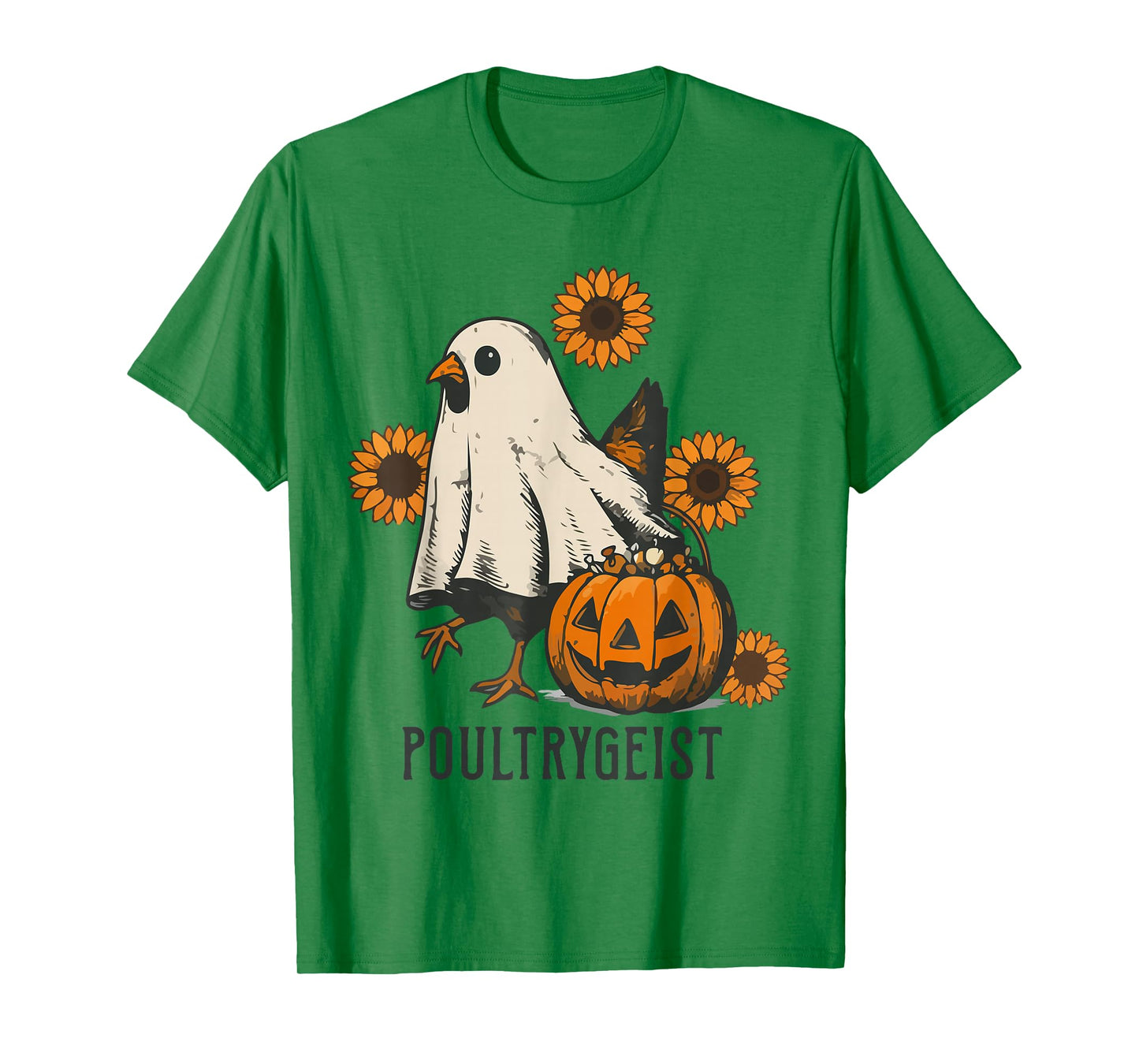 Poultrygeist Sunflower Chicken Ghost Halloween Spooky Season T-Shirt