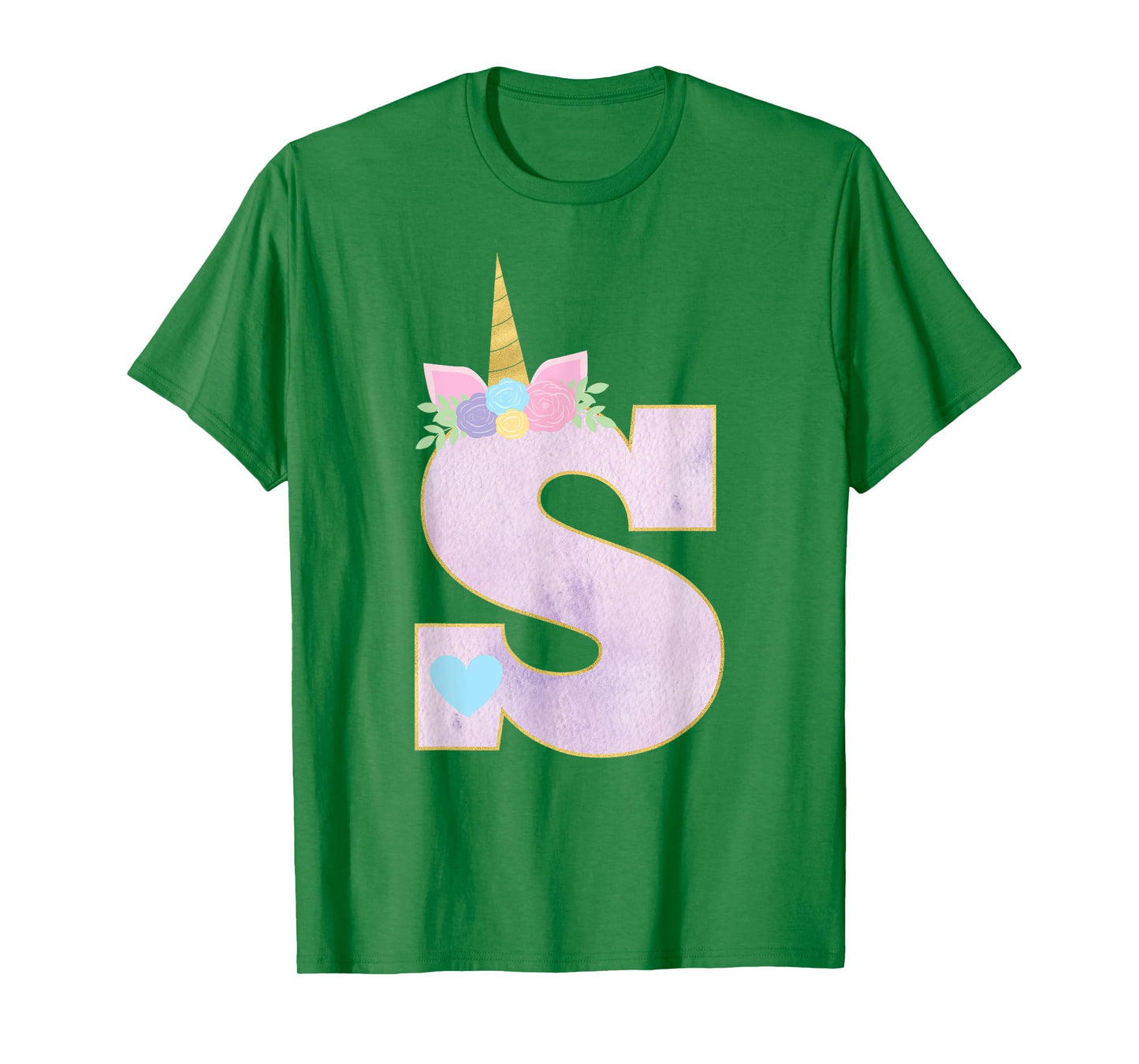 Girls Unicorn with Letter S Initial Monogram for Birthday T-Shirt