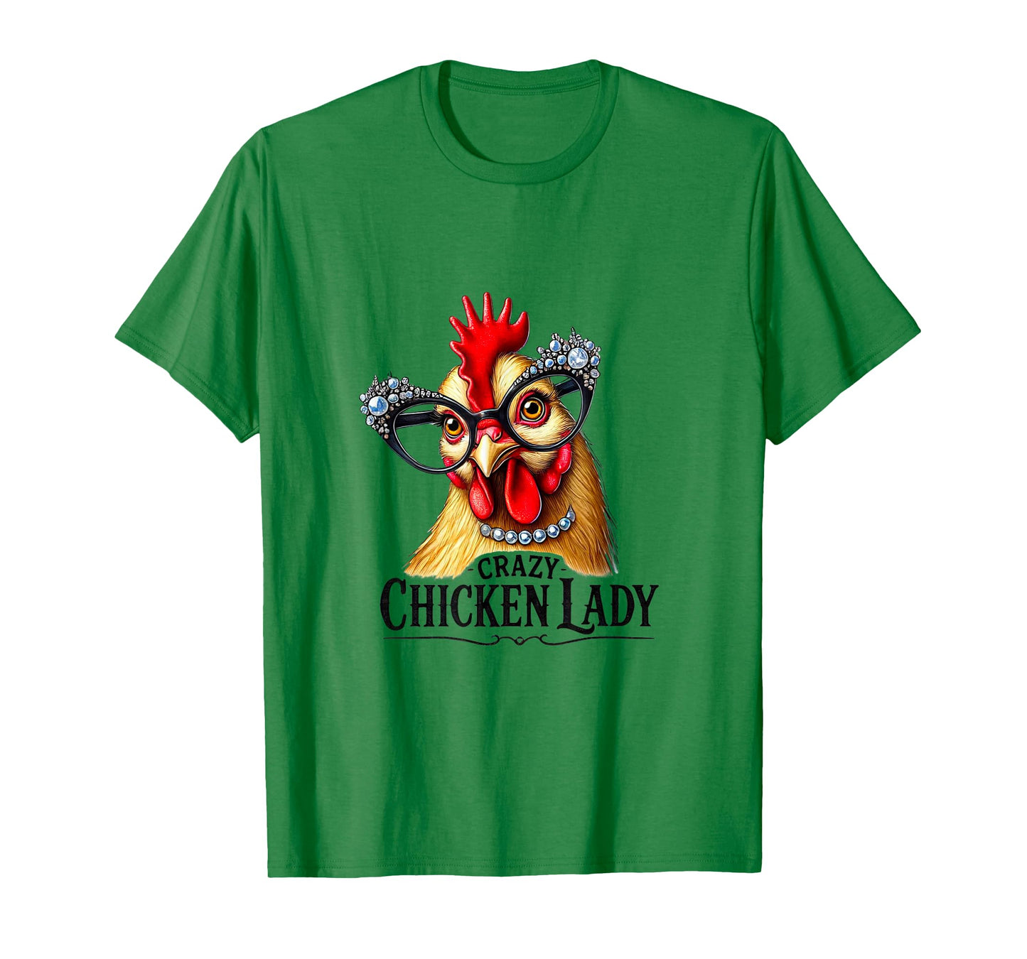 Funny Crazy Chicken Lady Wearing Glasses T-Shirt