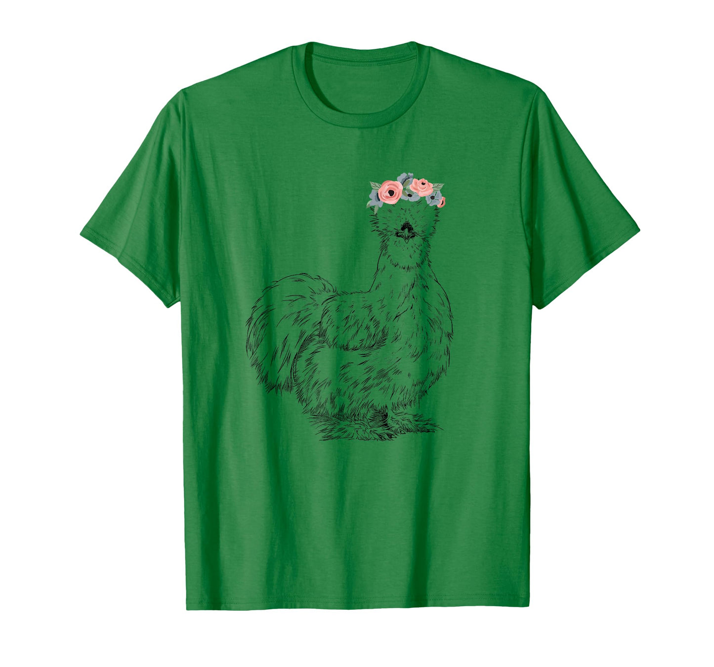 Silkie Chicken with Floral Headband Farm Animal T-Shirt
