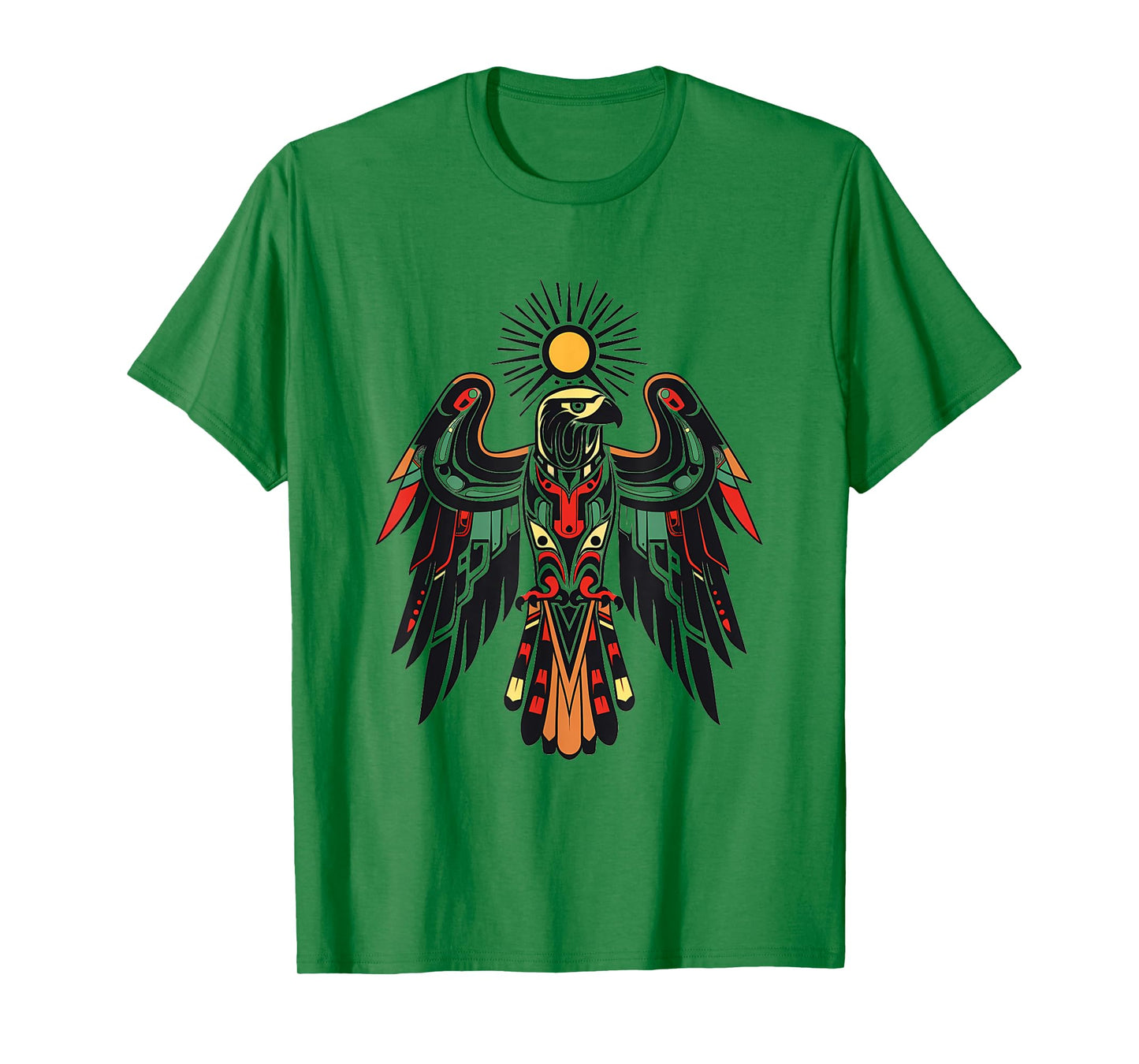 Eagle Tribal Art Shop Thunderbird Eagle Native American Tribal Art T-Shirt, Unisex-Adults & Kids, Grey, Small, Short Sleeve, T-Shirt