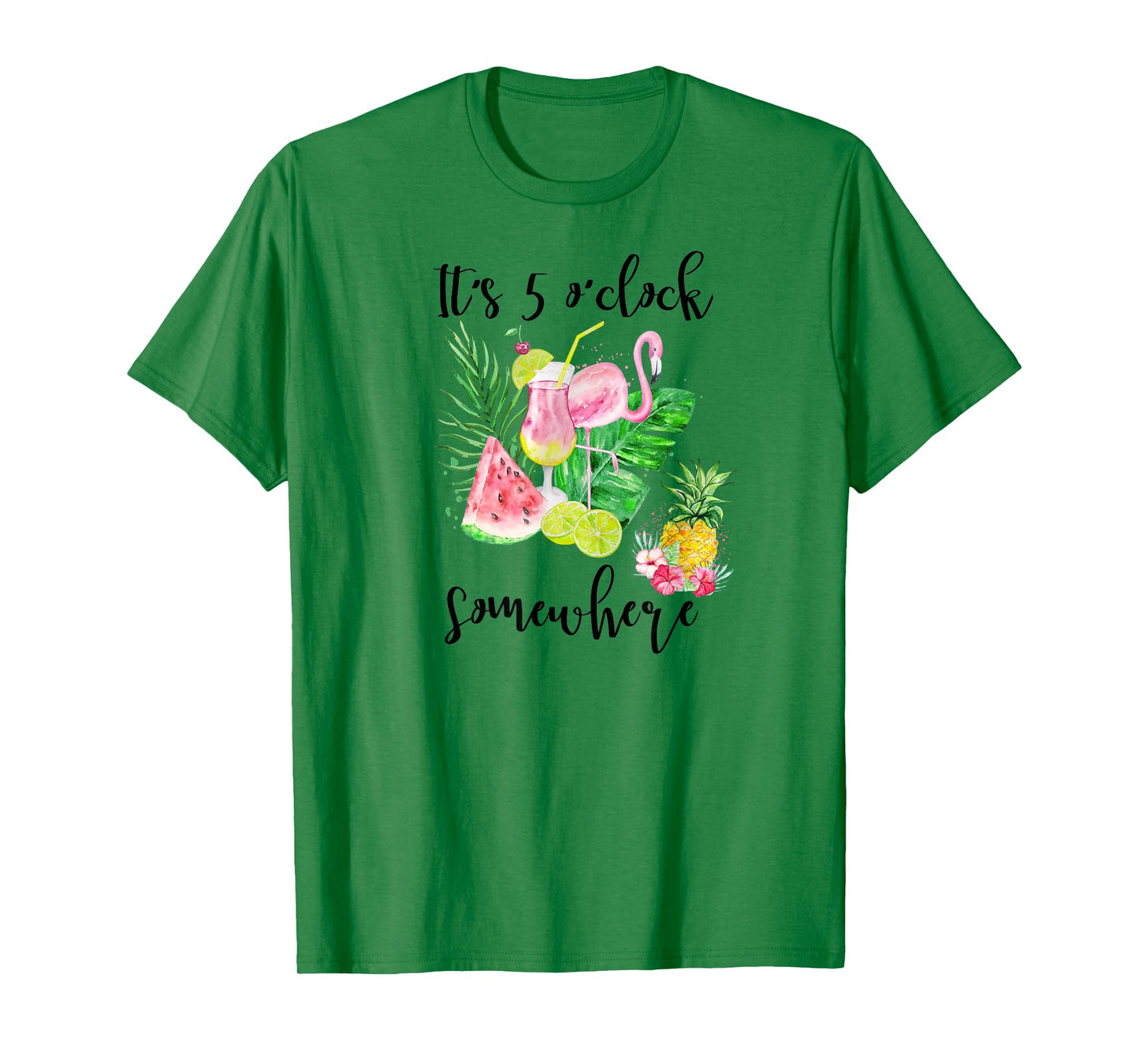 It's 5 Oclock Somewhere Funny Flamingo Drinking a Margarita T-Shirt