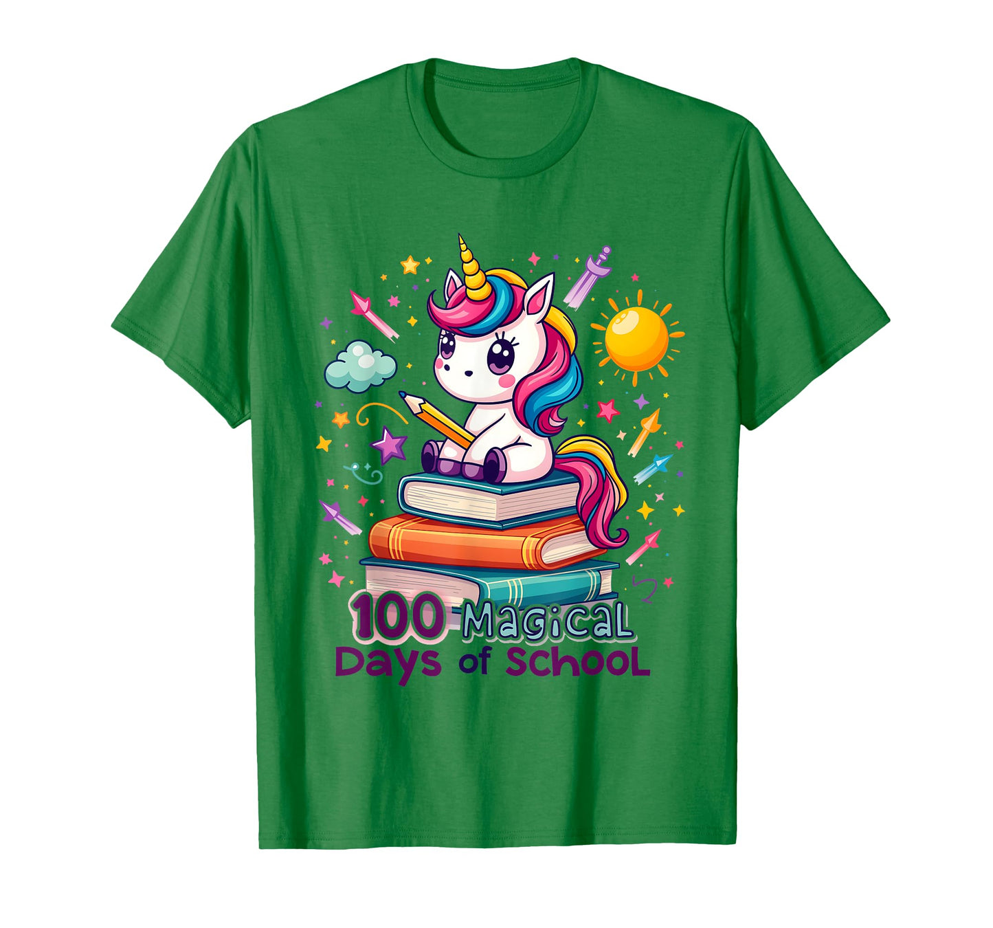 100 Magical Days of School Funny Unicorn Student Teacher T-Shirt
