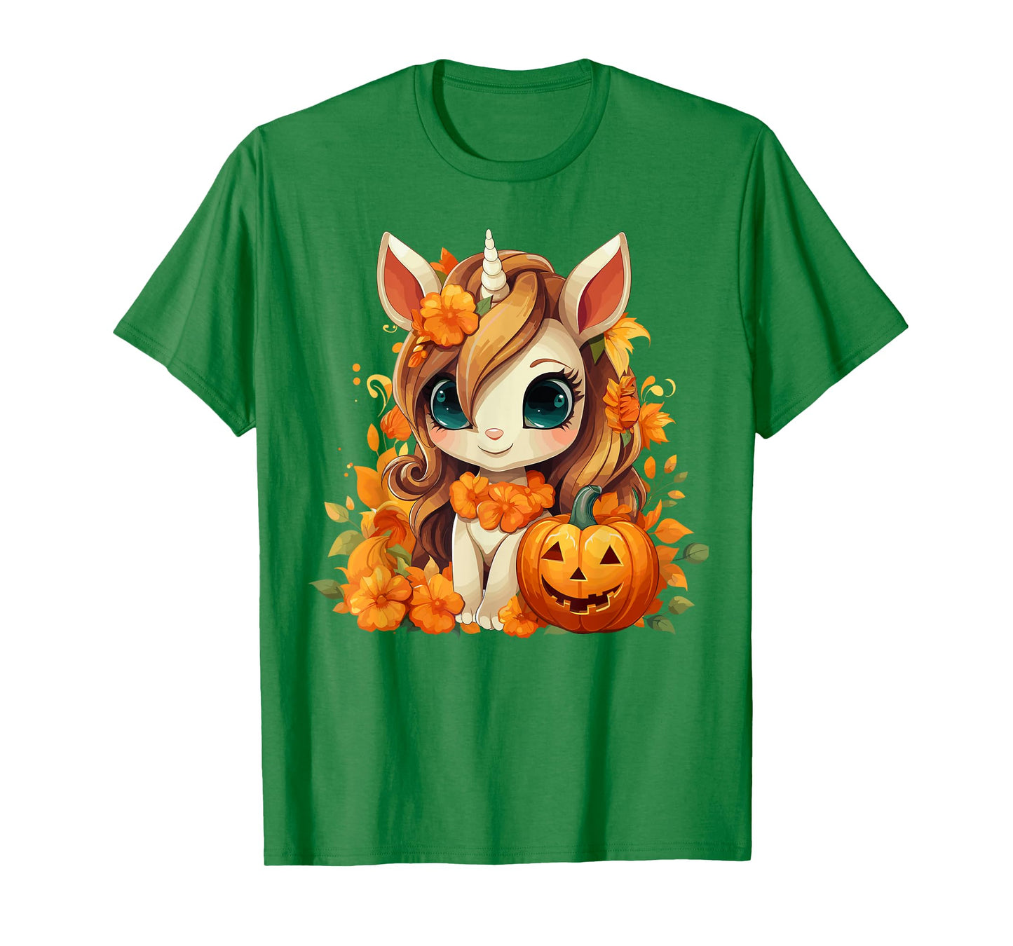 Cute Unicorn Pumpkin Girls Kids Halloween Thanksgiving T-Shirt