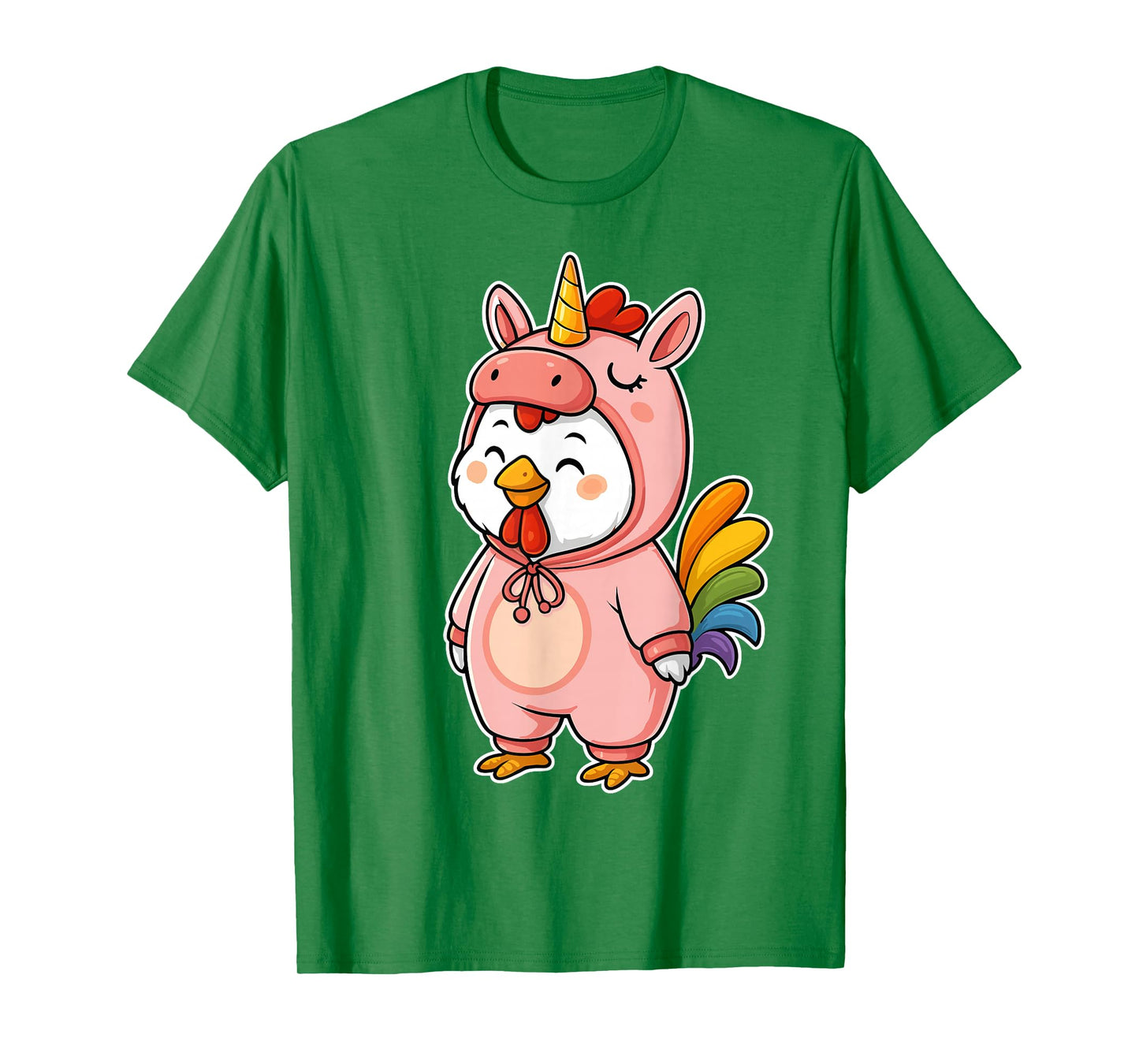 Kawaii Chicken In Unicorn Costume for Girls kids Chicken T-Shirt