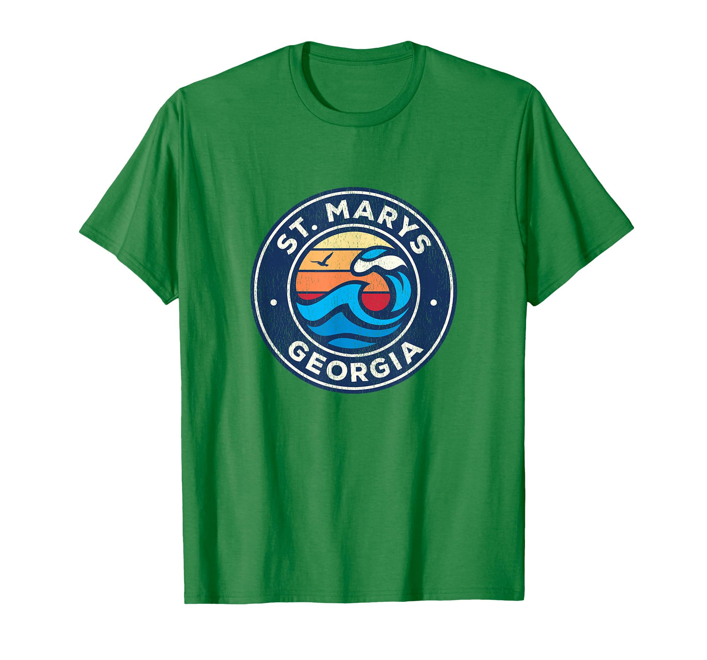 St. Marys Georgia GA Vintage Nautical Waves Design T-Shirt