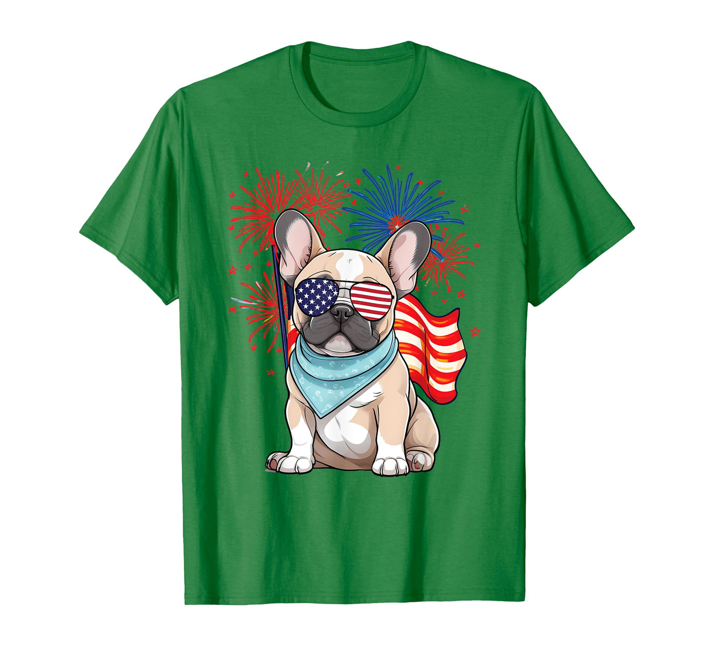 French Bulldog American Flag Frenchie Patriotic 4th of July T-Shirt for Women Kids Men