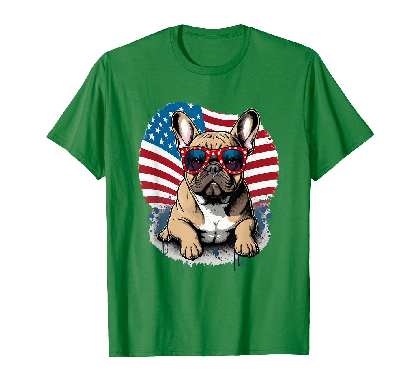 US Flag 4th July French Bulldog Sunglasses T-Shirt for Men Women
