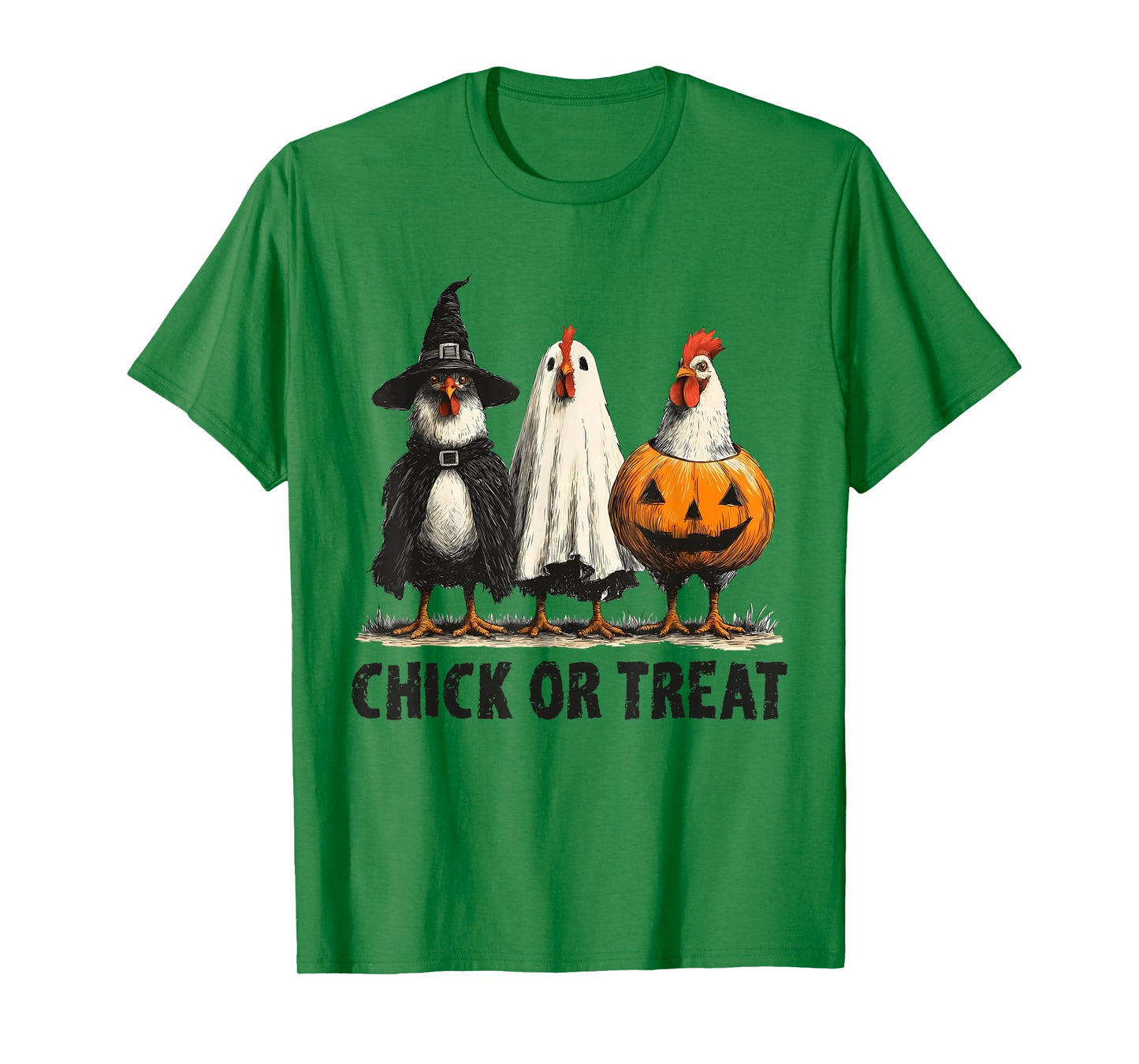 Halloween Chick Or Treat Pumpkin Spooky Witch Chicken Farmer T-Shirt