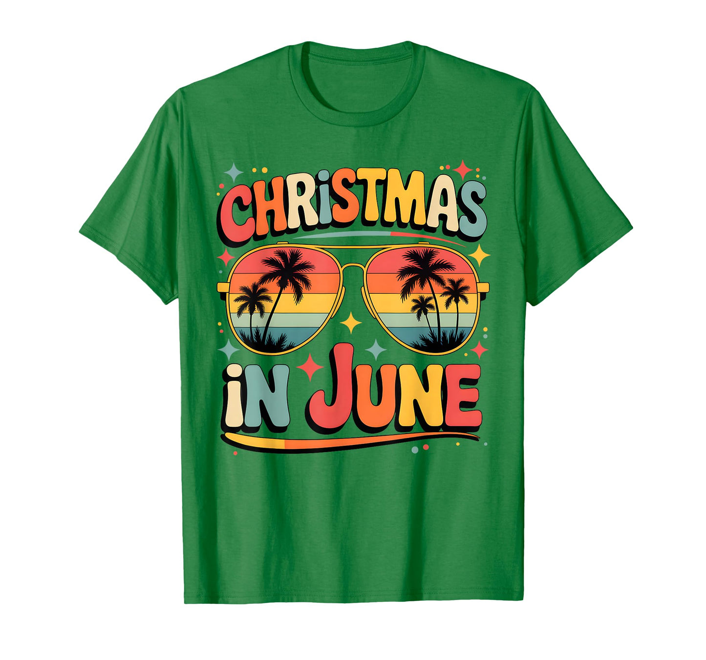 Christmas In June Sunglasses Retro Summer Vacation Xmas T-Shirt
