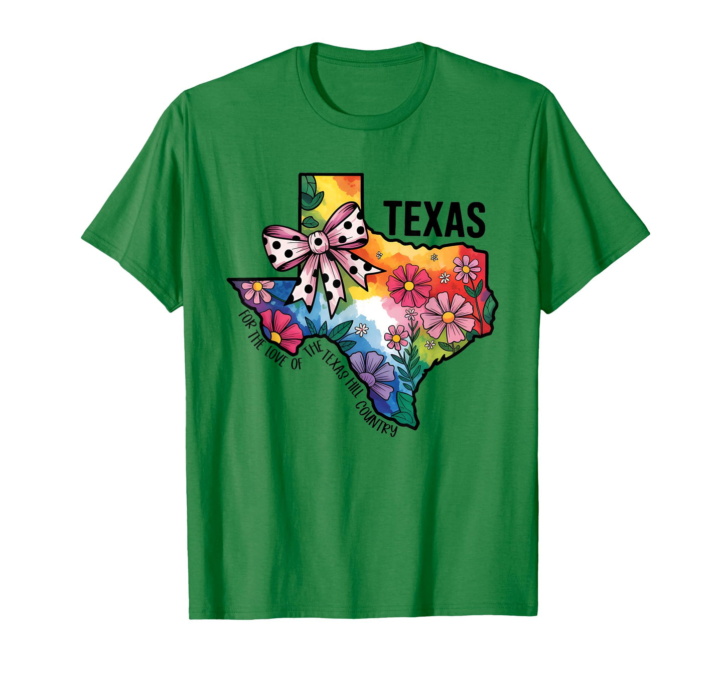 Texas For The Love Of The Texas Hill Country Flower Map Bow T-Shirt