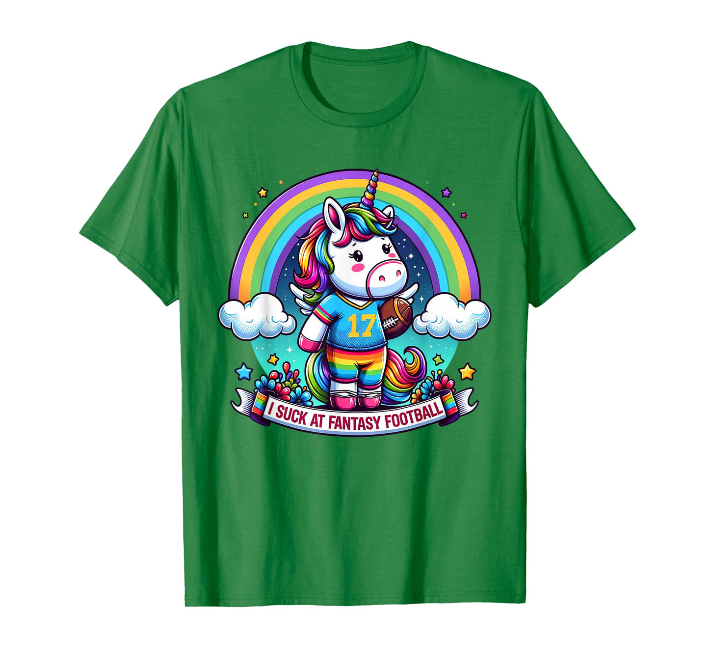 I Suck at Fantasy Football Unicorn Rainbow Loser T-Shirt