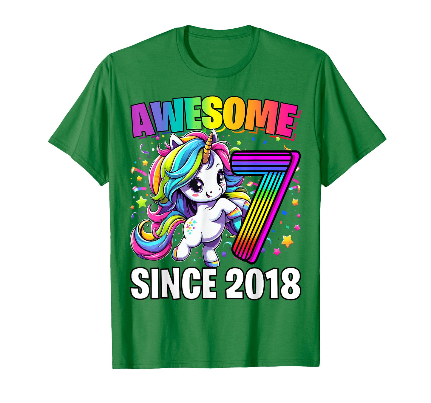 Unicorn 7th Birthday 7 Year Old Unicorn Party Girls Outfit T-Shirt