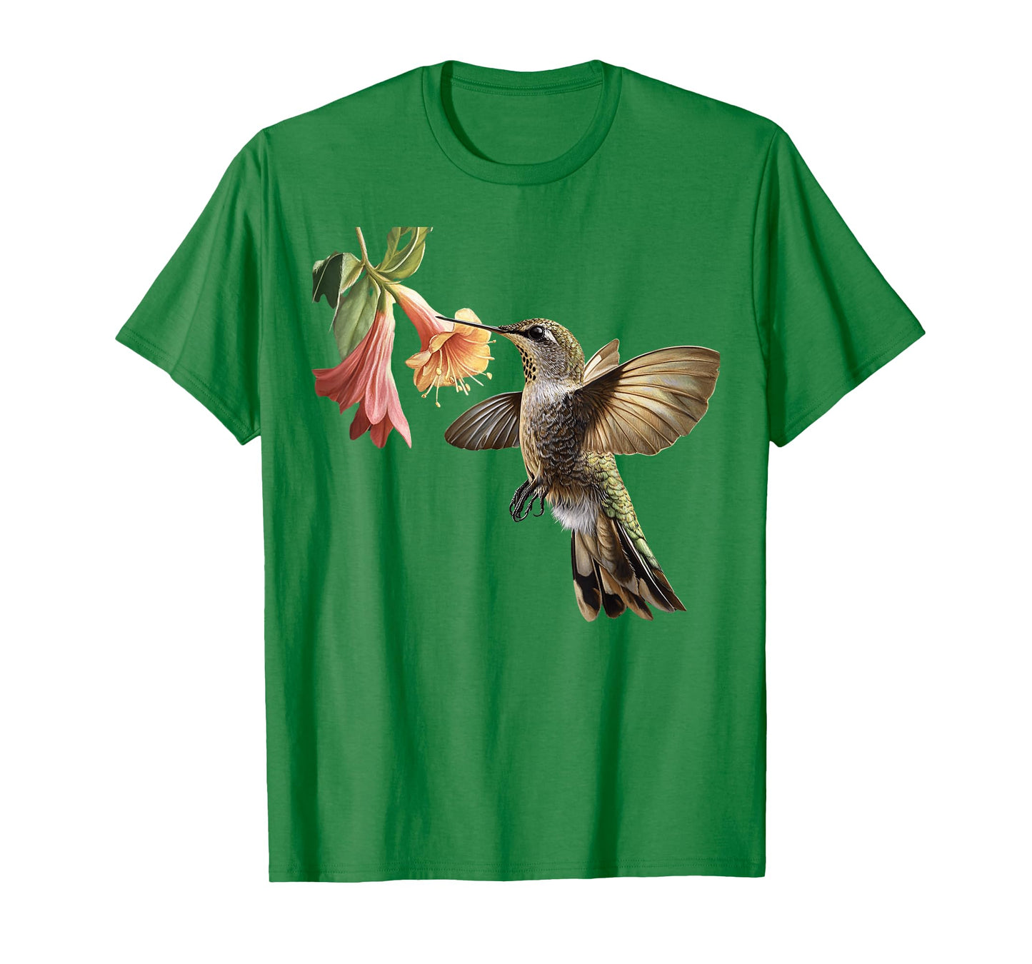 Realistic Hummingbird and Flower Nature Art T-Shirt