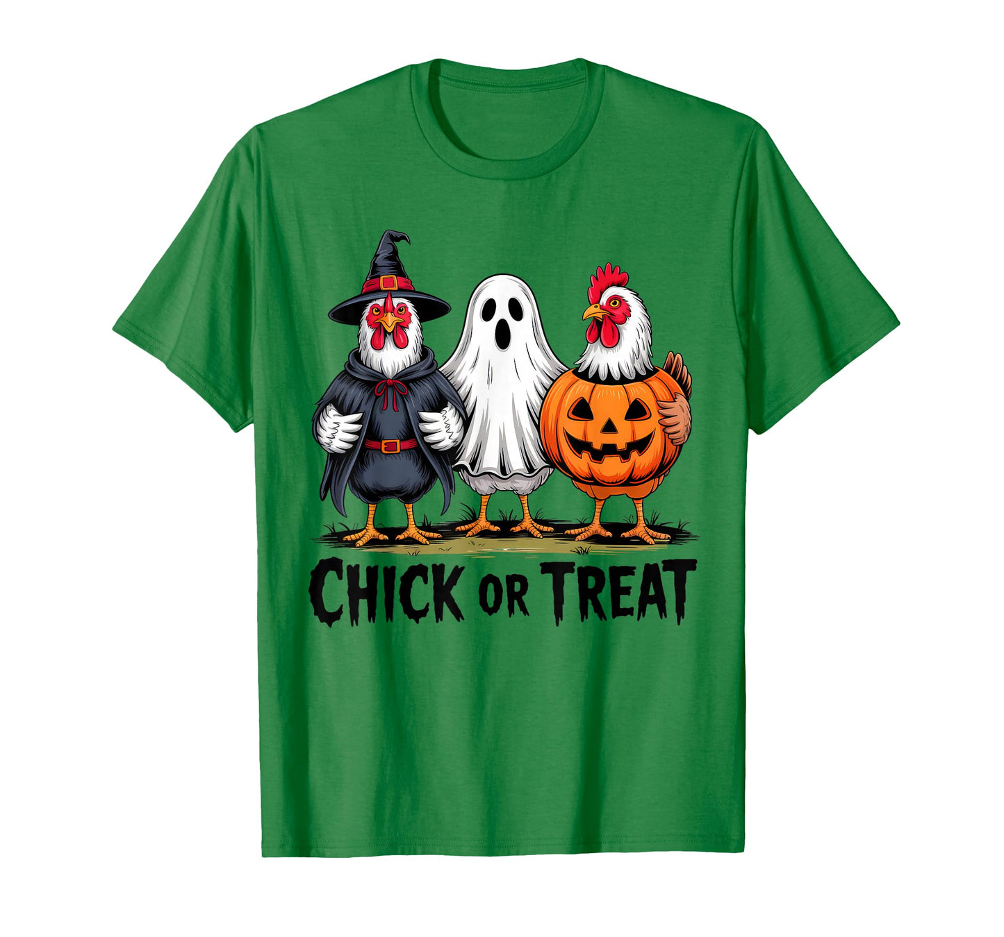 Chick Or Treat Spooky Witch Ghost Pumpkin Chicken Halloween T-Shirt