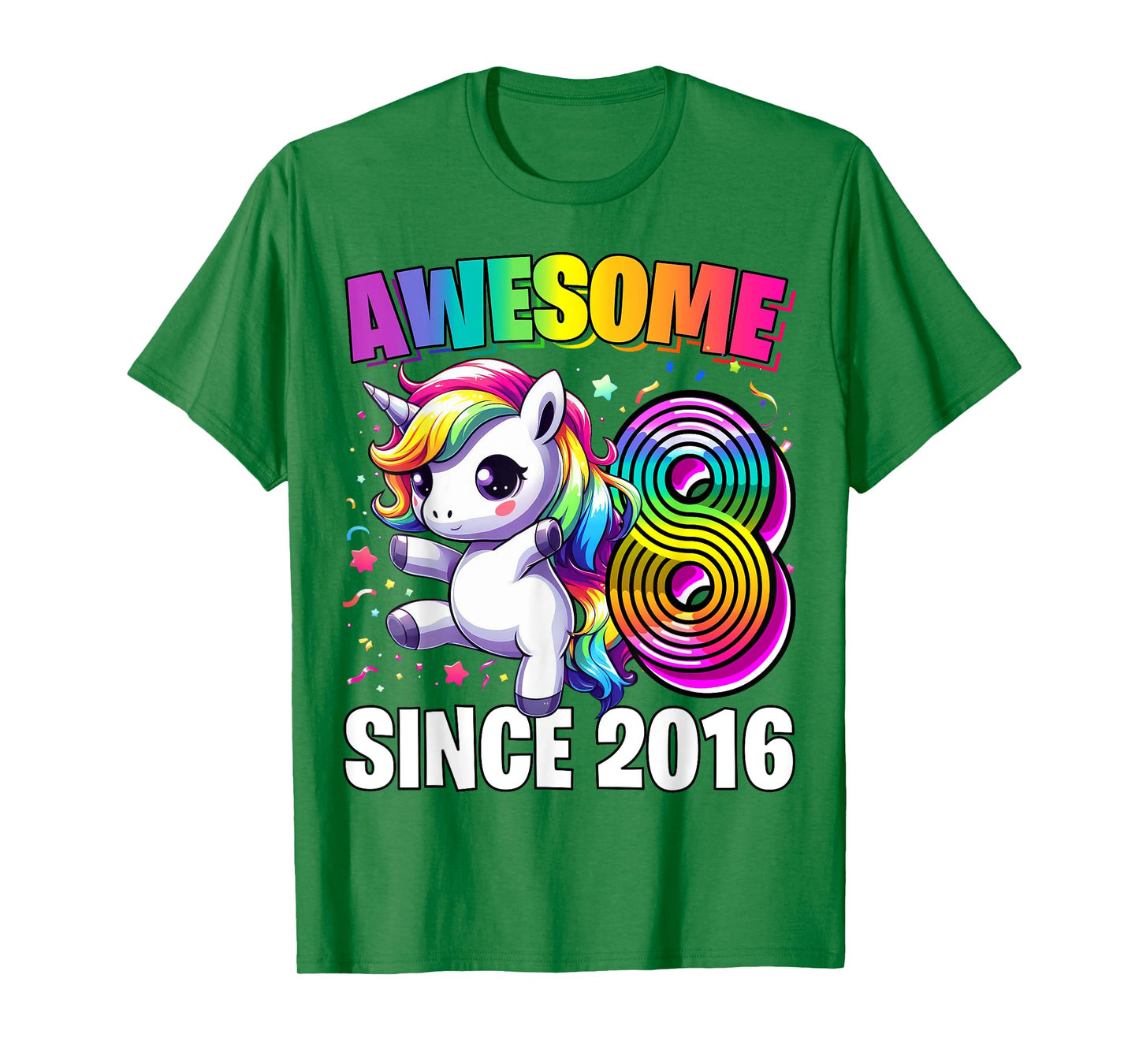 Unicorn 8th Birthday 8 Year Old Unicorn Party Girls Outfit T-Shirt
