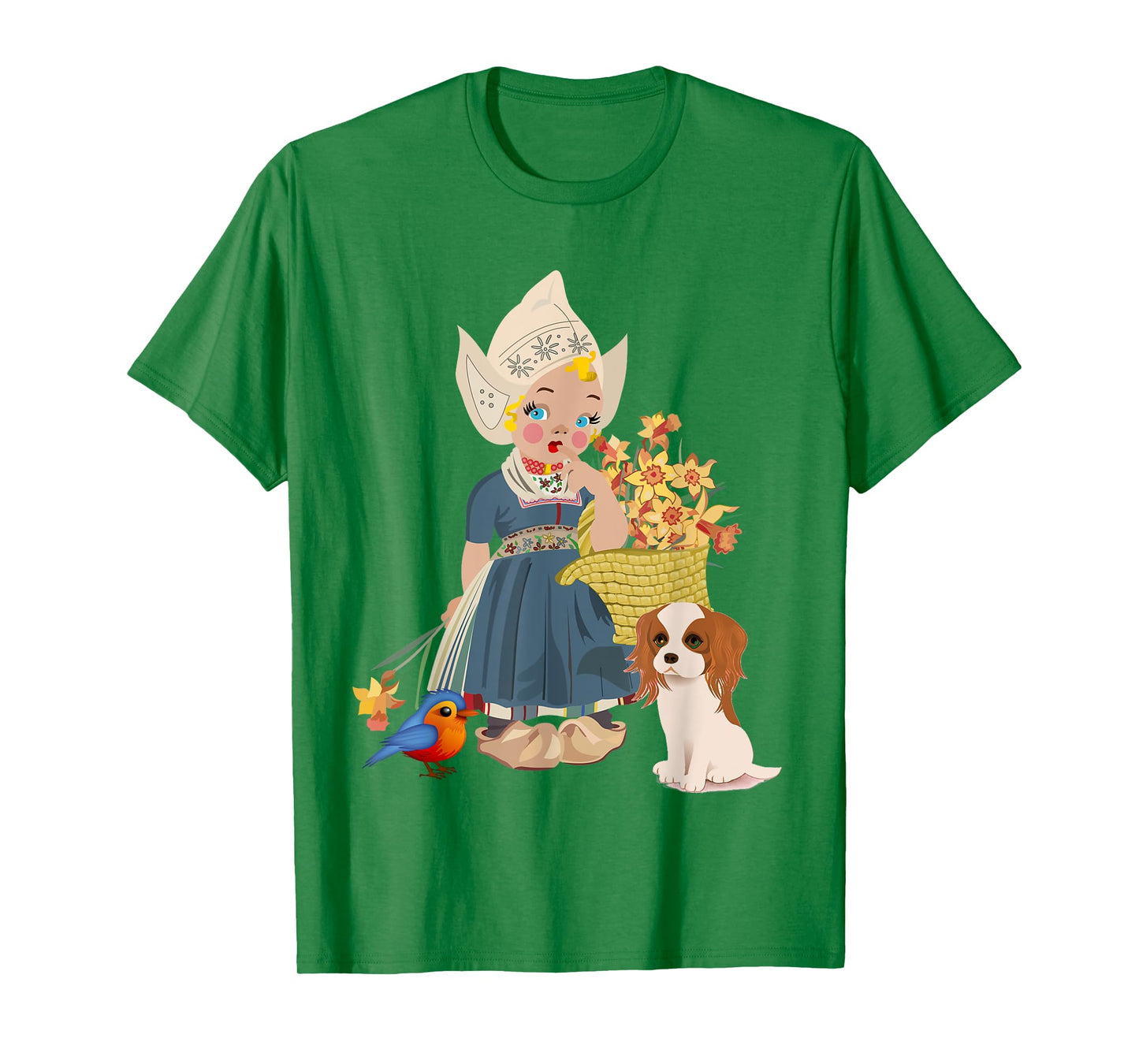 Vintage Dutch Girl in National Costume With her flowers T-Shirt
