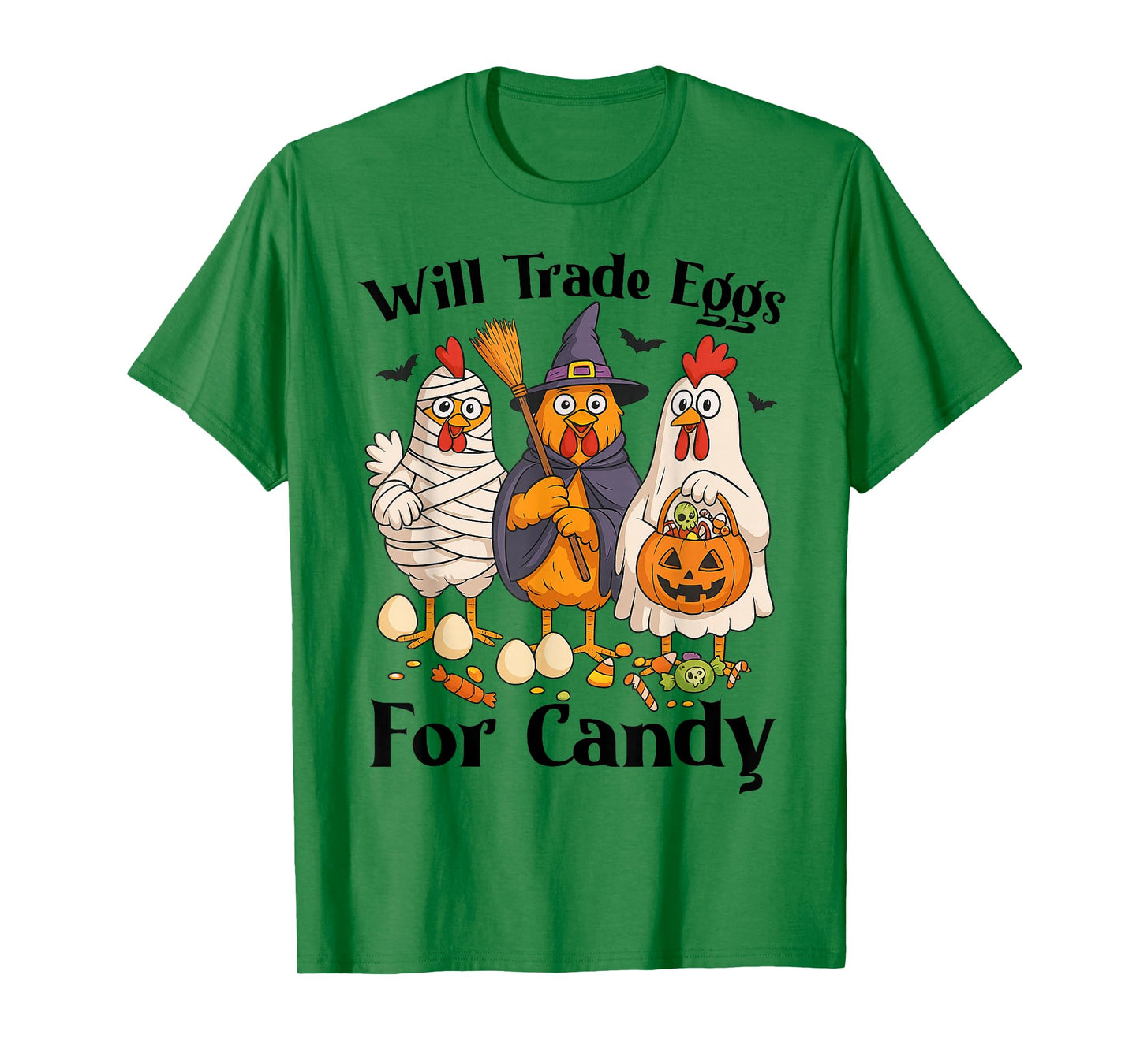 Funny Halloween Chicken Trade Eggs For Candy Trick or Treat T-Shirt