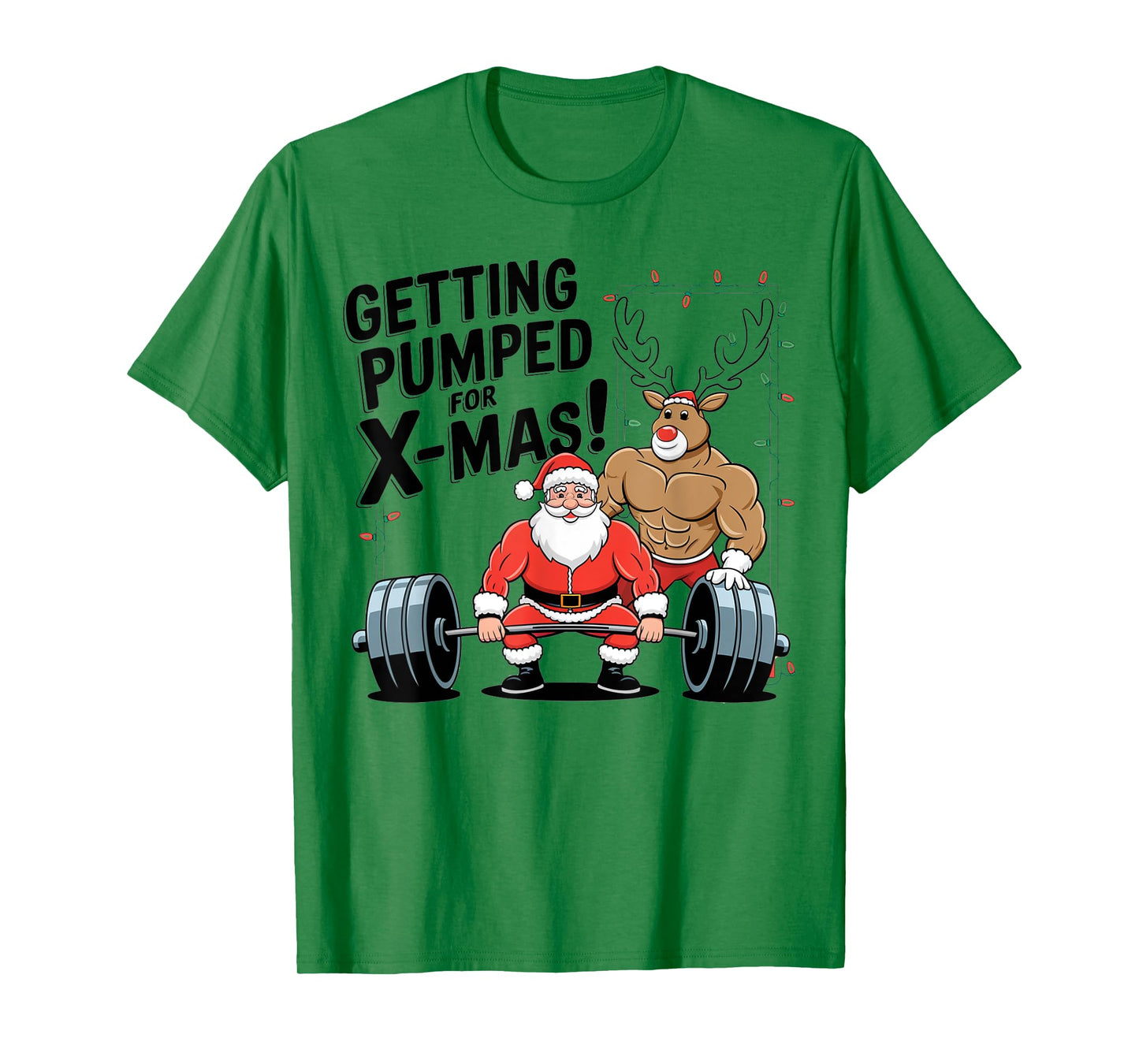 Christmas Santa Reindeer Deadlift Weightlift Gym Men Women T-Shirt