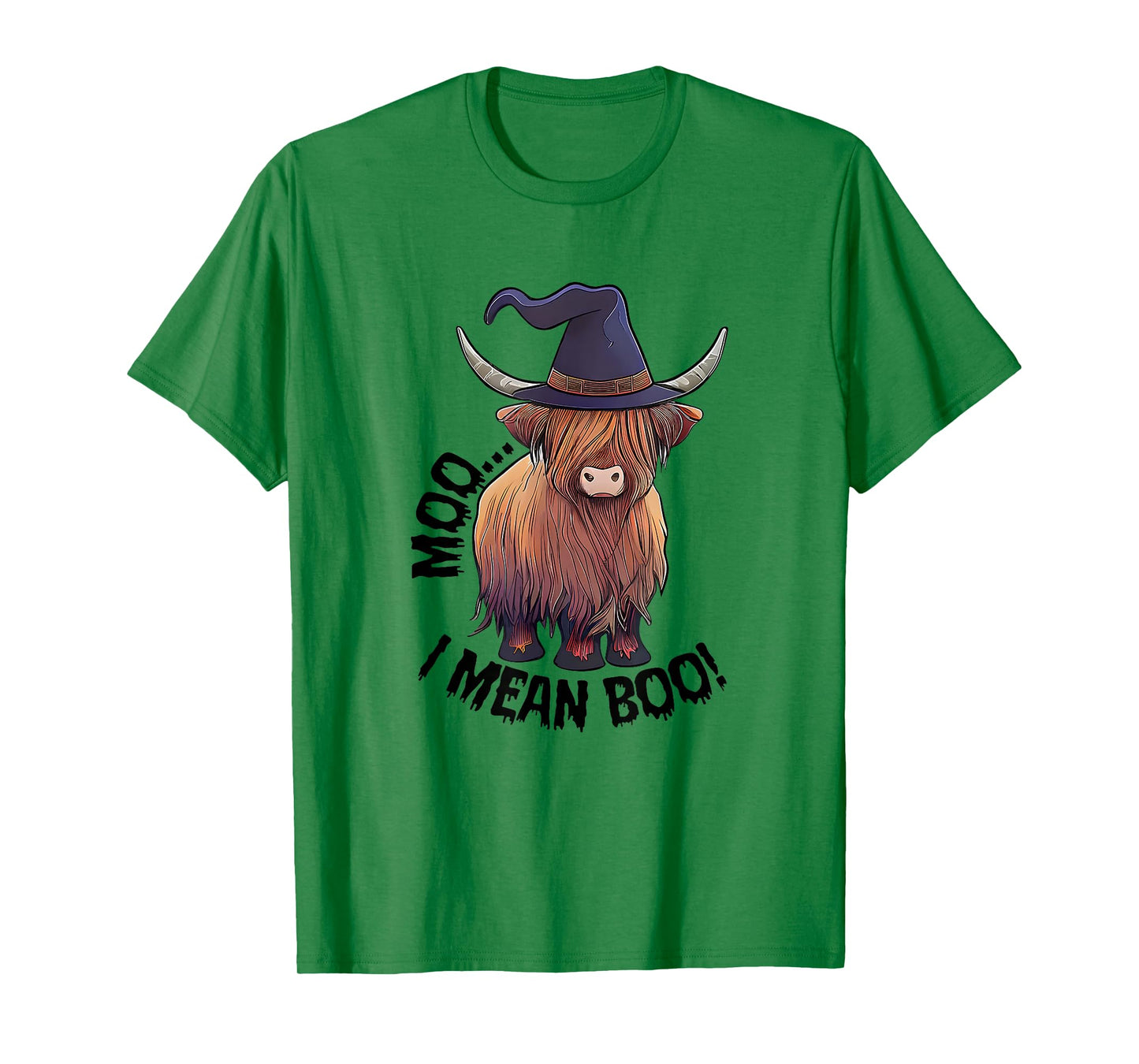 Moo I Mean Boo Halloween Highland Cow Witch Cow Lover Farm T-Shirt