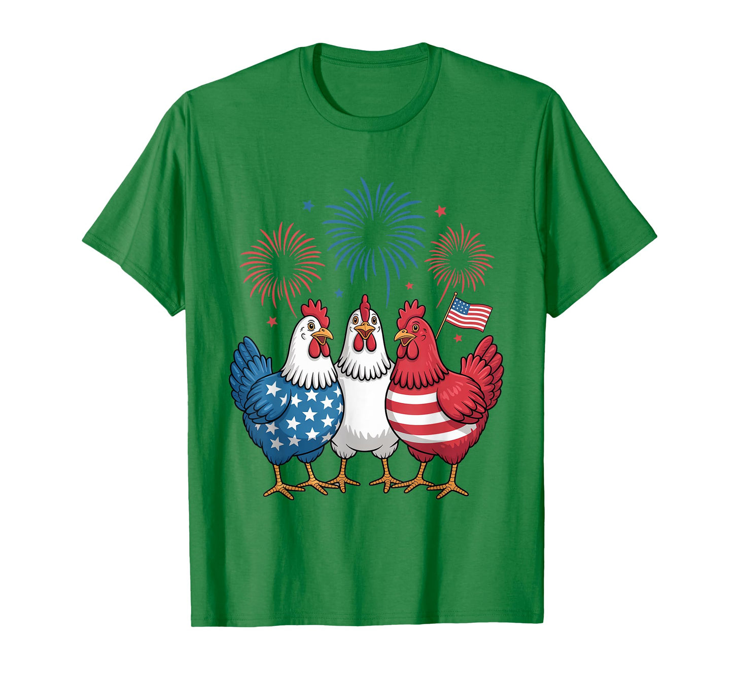 Funny Patriotic Chickens USA Flag 4th of July Chicken Lover T-Shirt