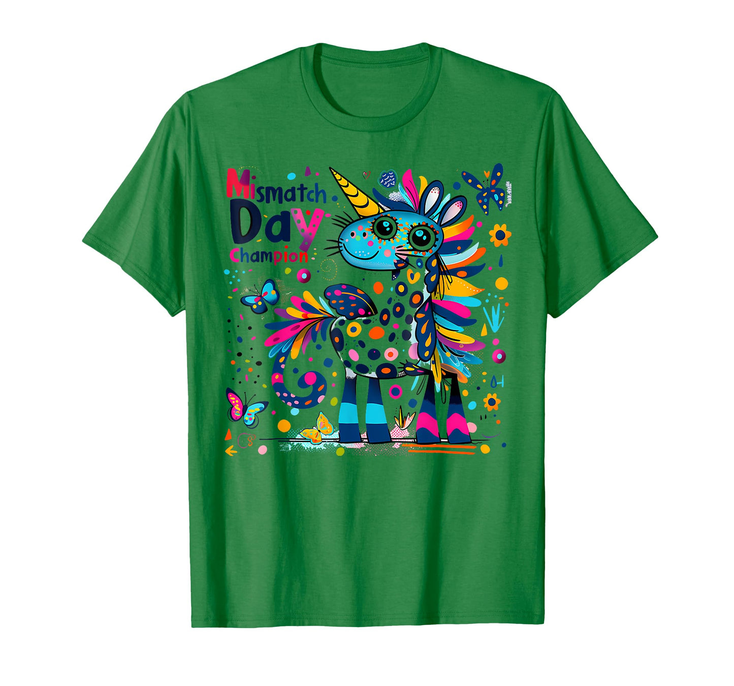 Mismatch Day Champion Funny Colorful Unicorn T-Shirt