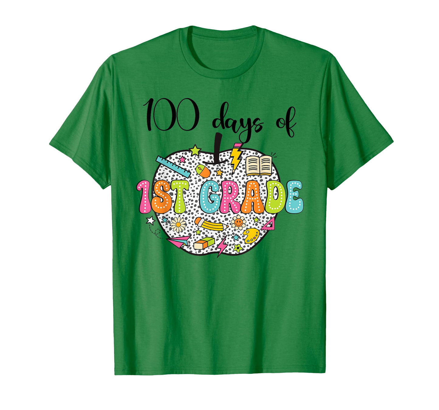 100th day of school shirt 100 days of 1st grade Bow Apple T-Shirt