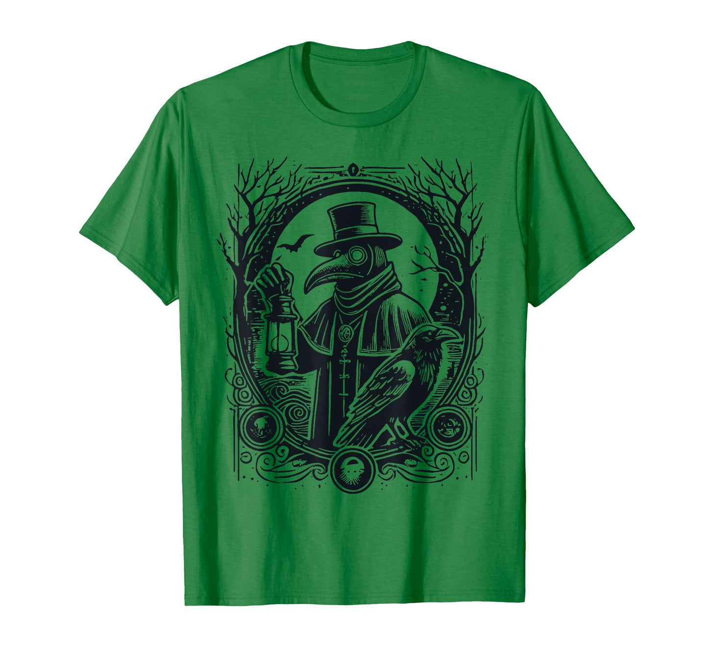 Plague Doctor With Raven Crow Medieval Middle Ages Physician T-Shirt