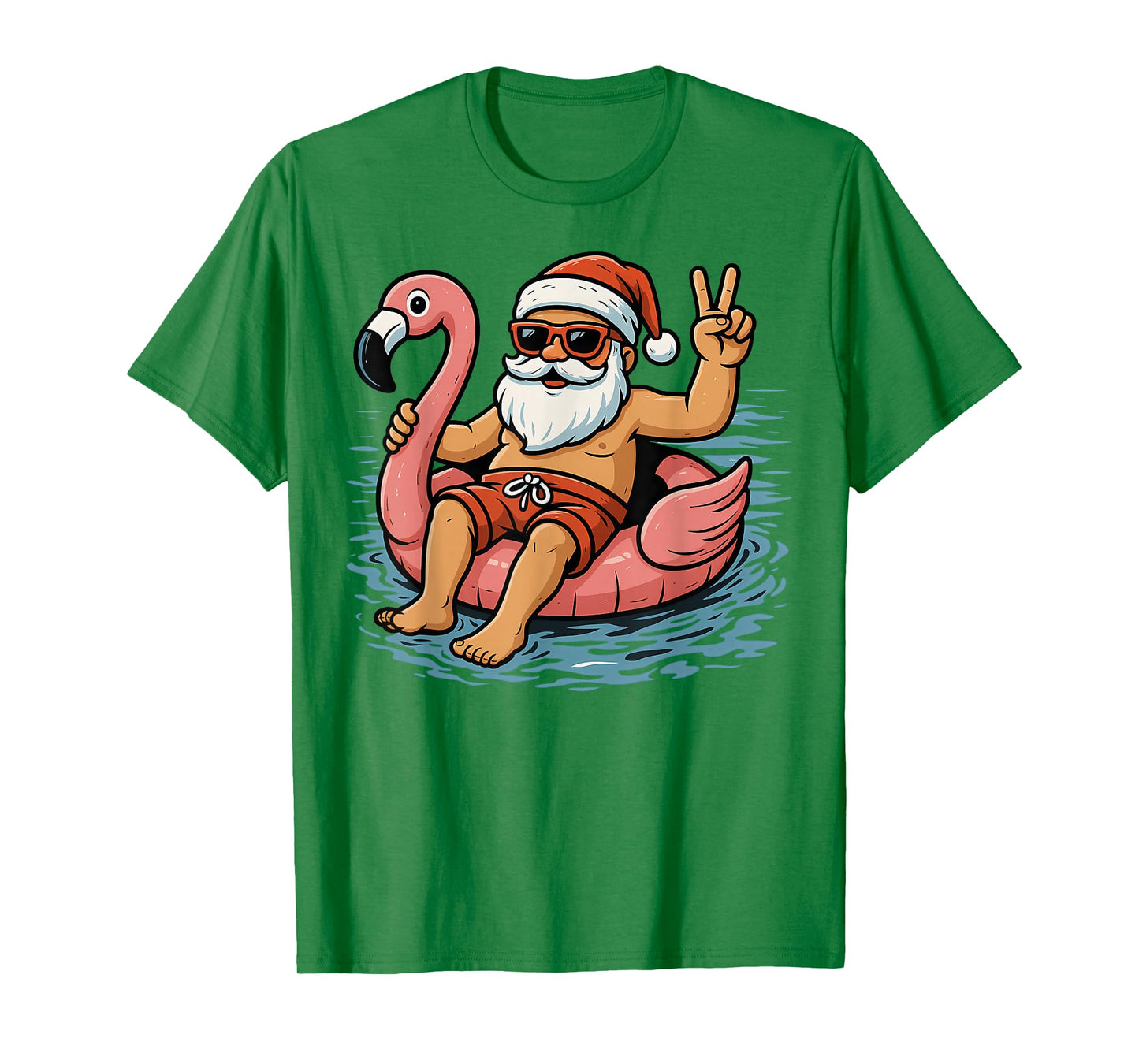 Christmas In July Santa Flamingo Summer Xmas Boys Kids T-Shirt