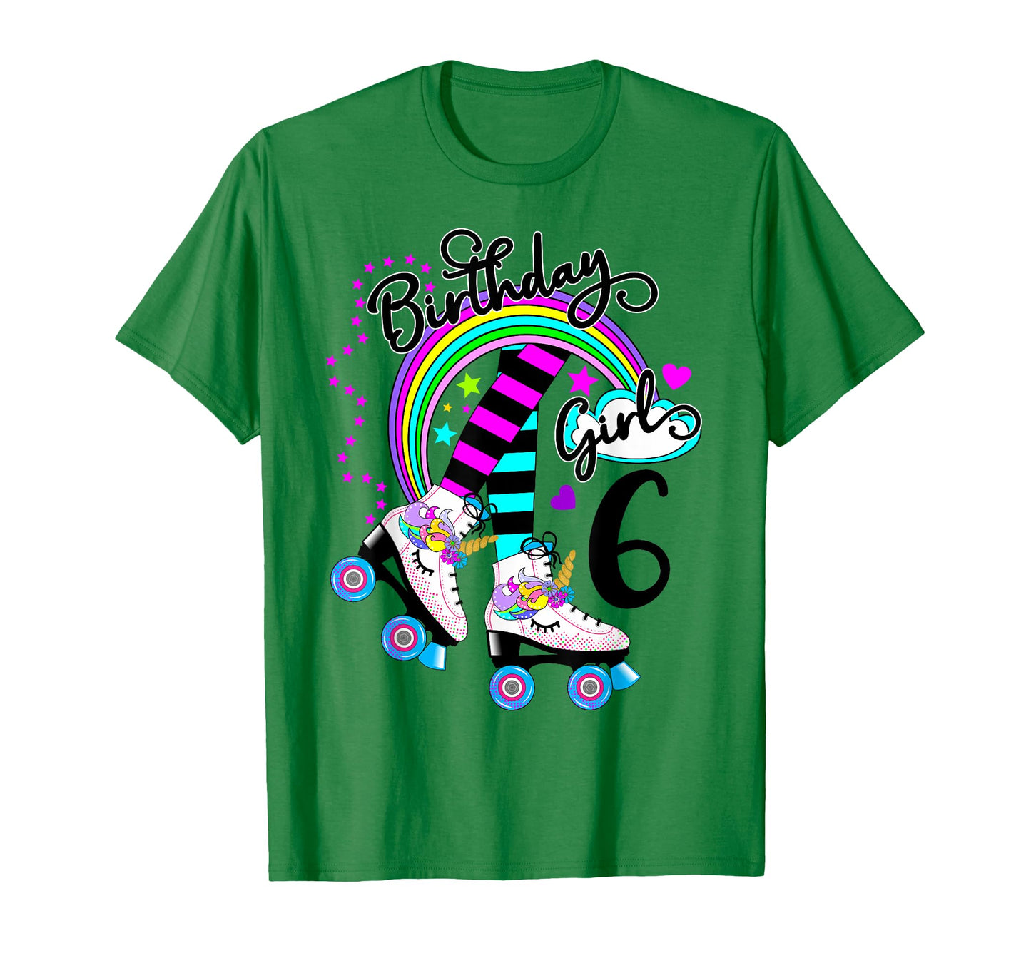 6th Unicorn Roller Skate Birthday Party for Girls Shirt T-Shirt