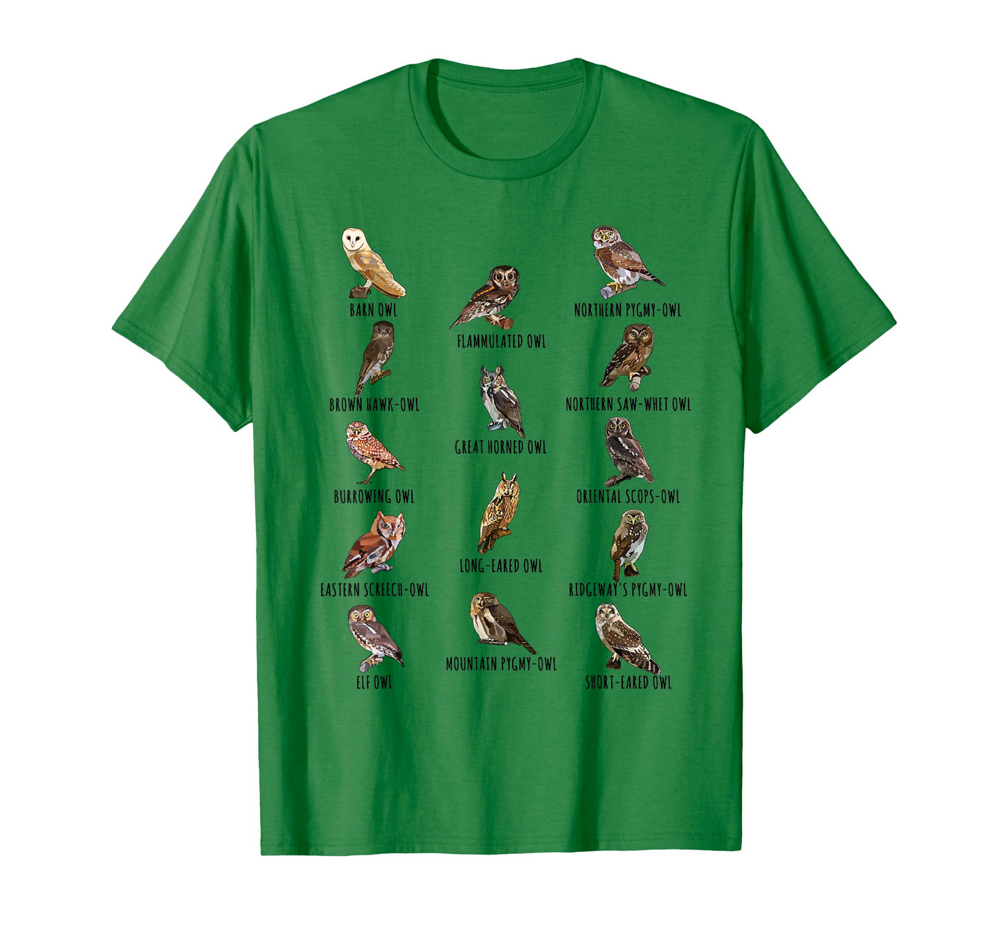 Different Owls Species Biology Types Of Owl Identification T-Shirt