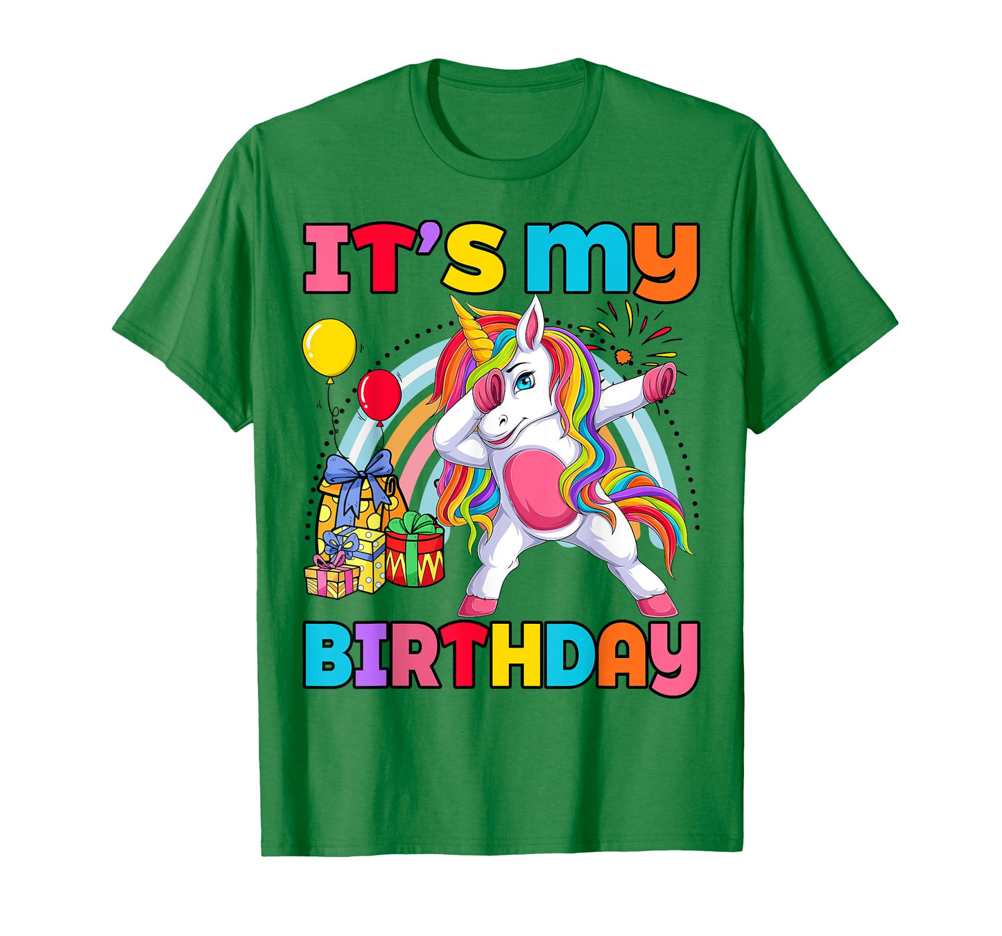 Kids It's My Birthday Dabbing Unicorn Rainbow Girl Toddler T-Shirt