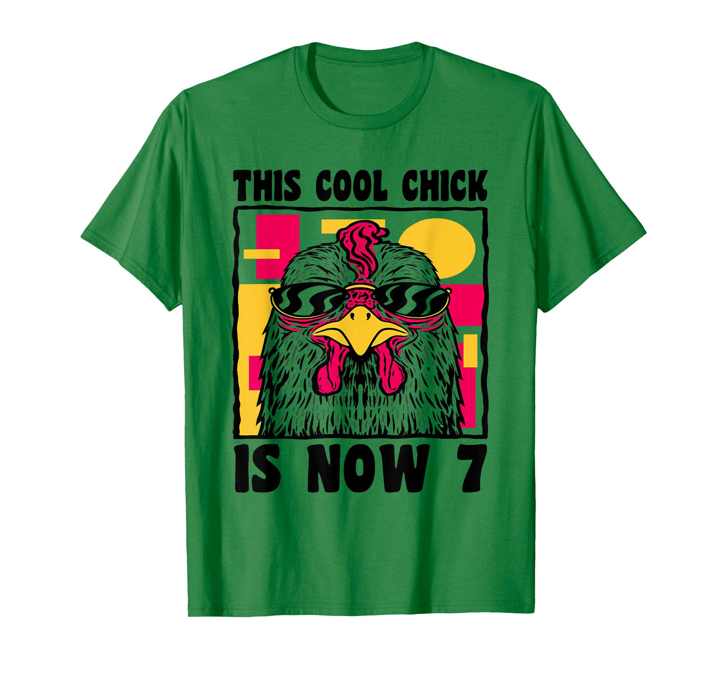 Happy 7th Birthday 7 Year Old Cool Chicken 7th Birthday T-Shirt