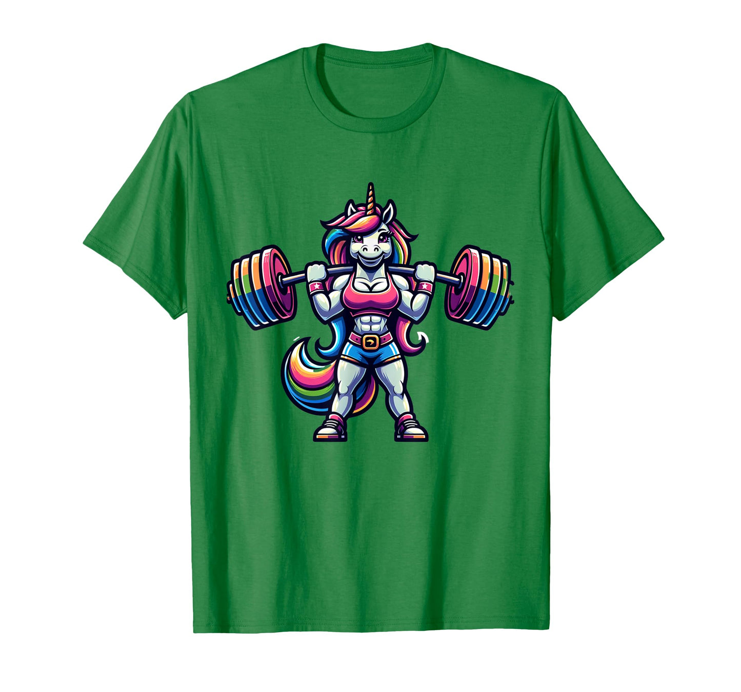 Muscular Female Unicorn Weightlifting Fitness T-Shirt