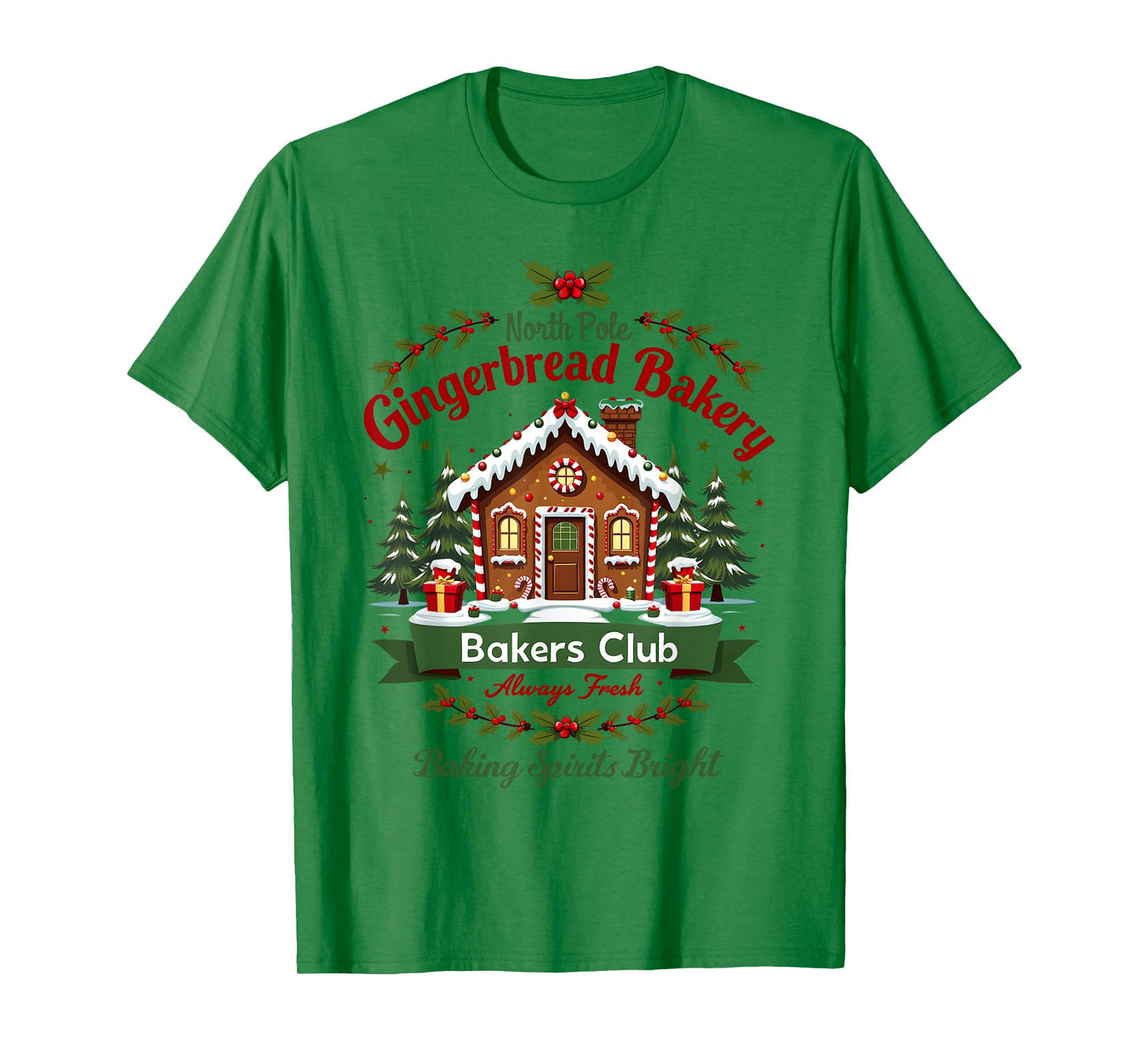 North Pole Gingerbread Bakery Baking Spirits Bright Bakers T-Shirt
