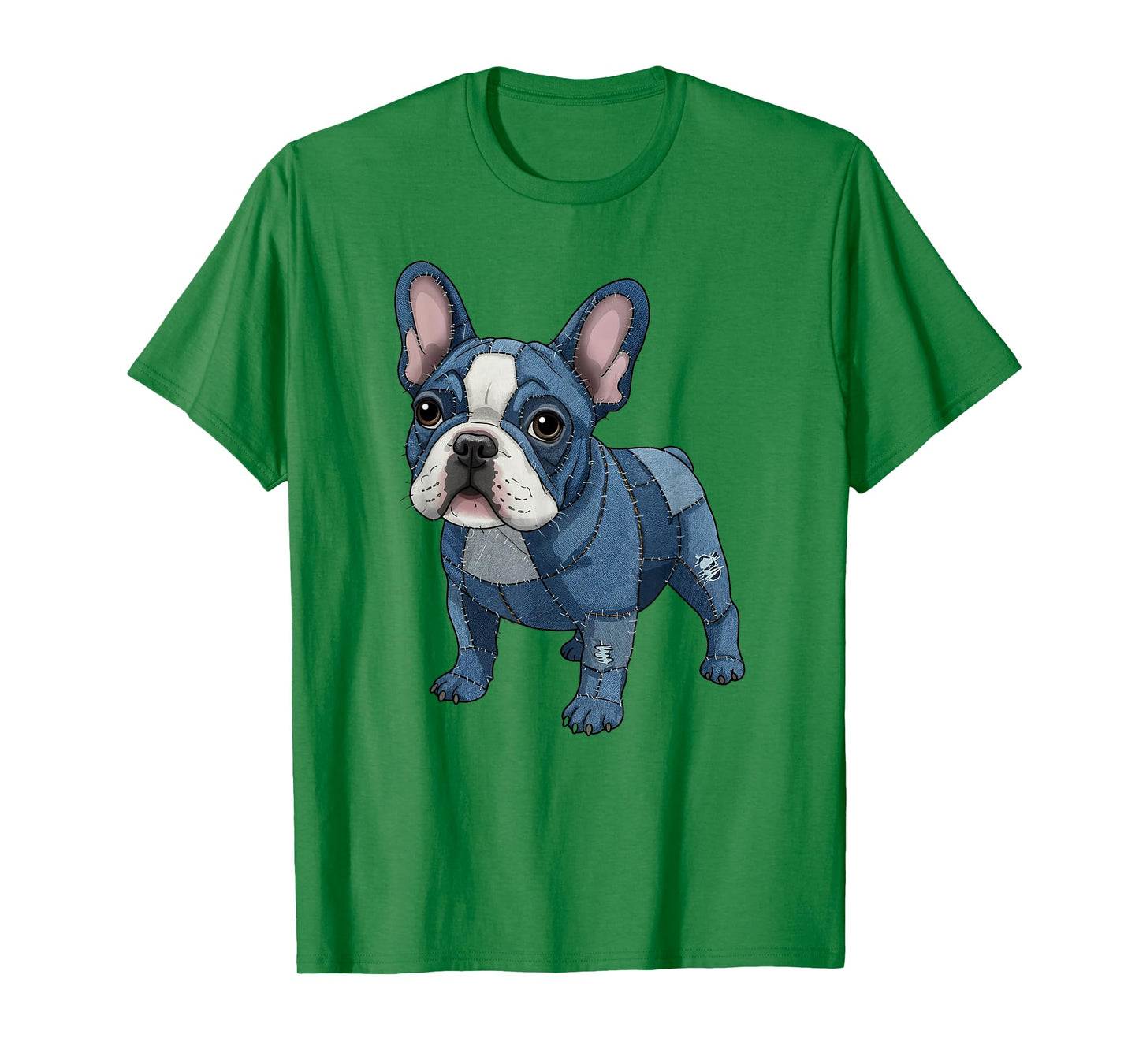 French Bulldog Pattern Patchwork Art Denim Frenchie Lover T-Shirt
