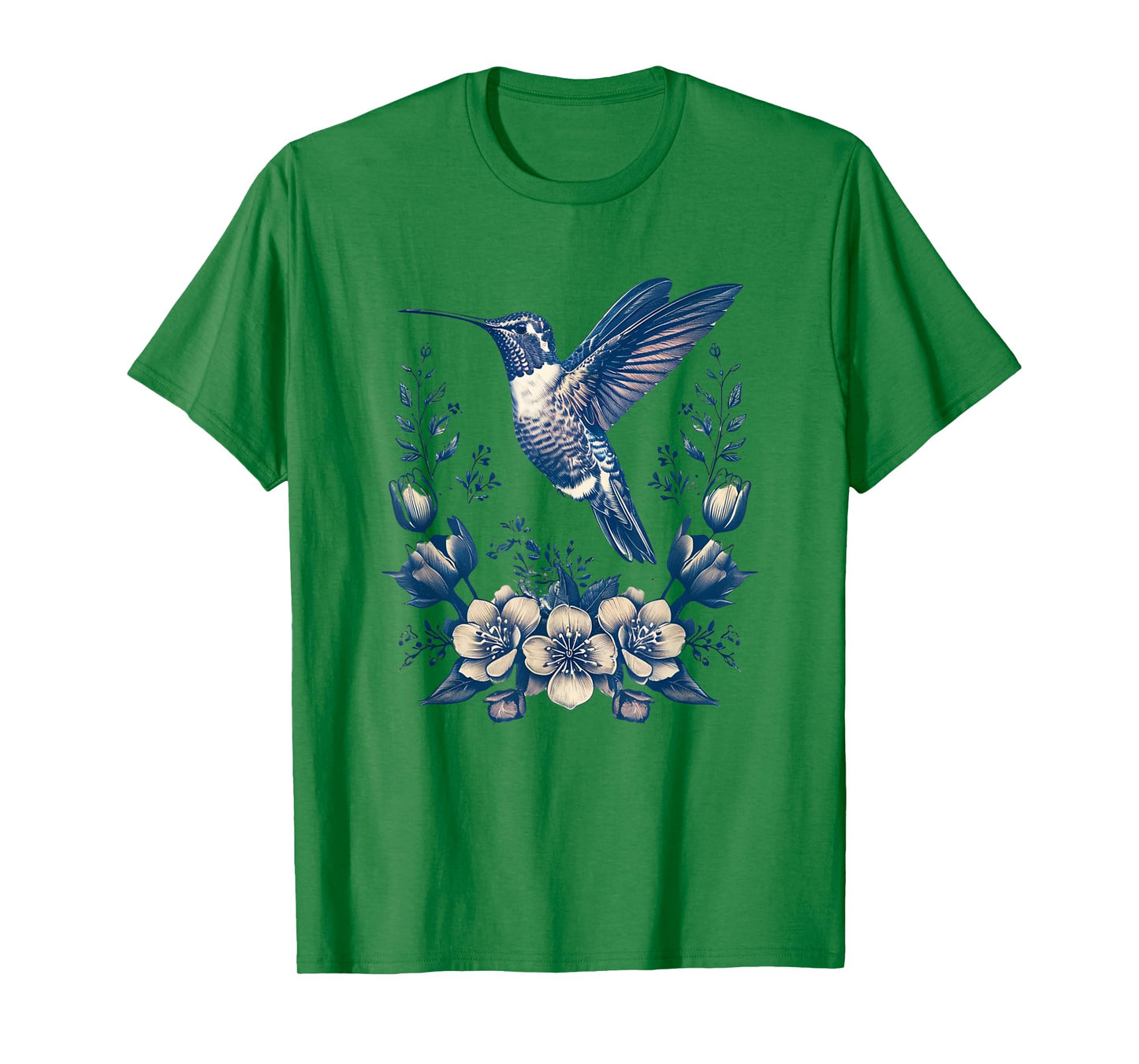 Hummingbird Feeding Bird Watching Spring Flower Garden T-Shirt