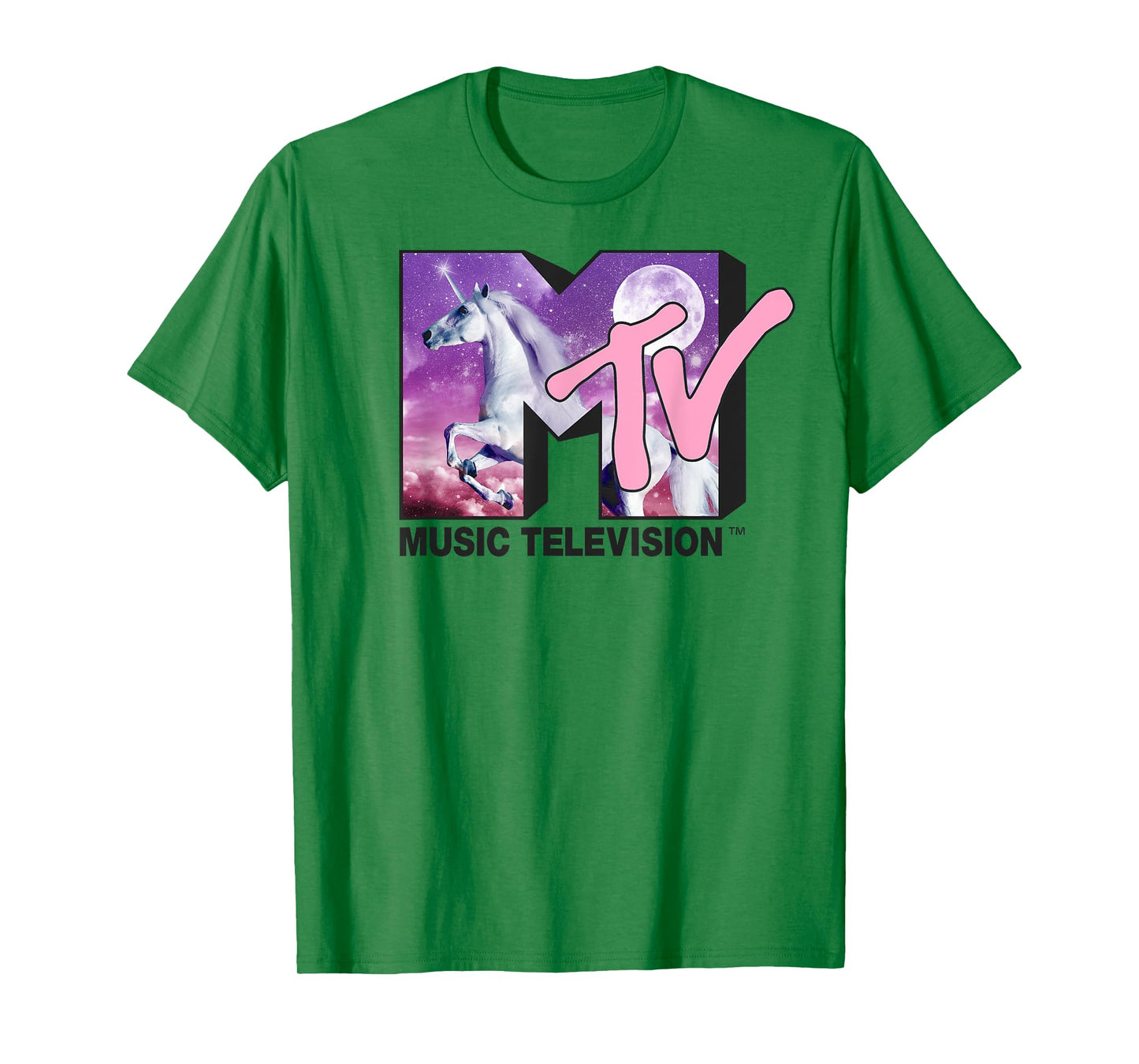 MTV Unicorn In the Night Sky Logo Fill Graphic T-Shirt T-Shirt