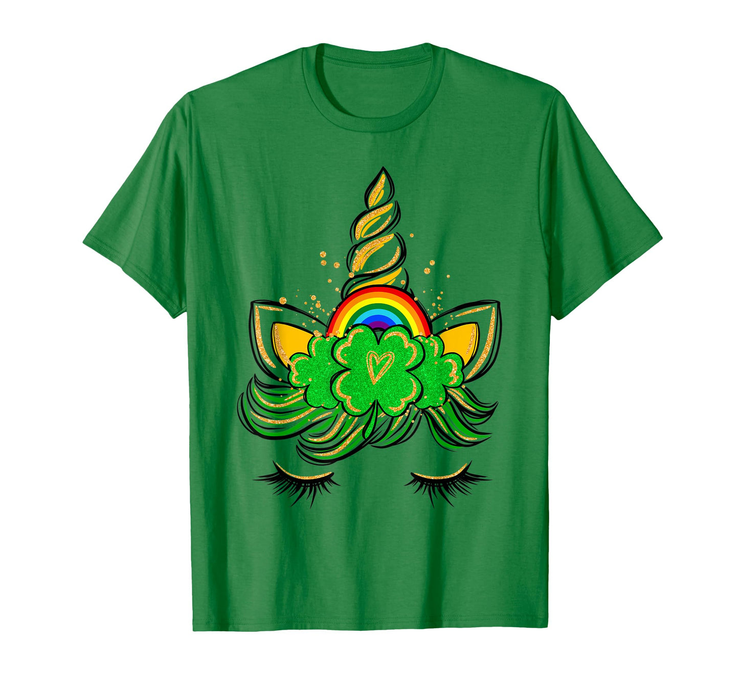 Unicorn Face St Patrick's Day Irish Girls Kids T-Shirt