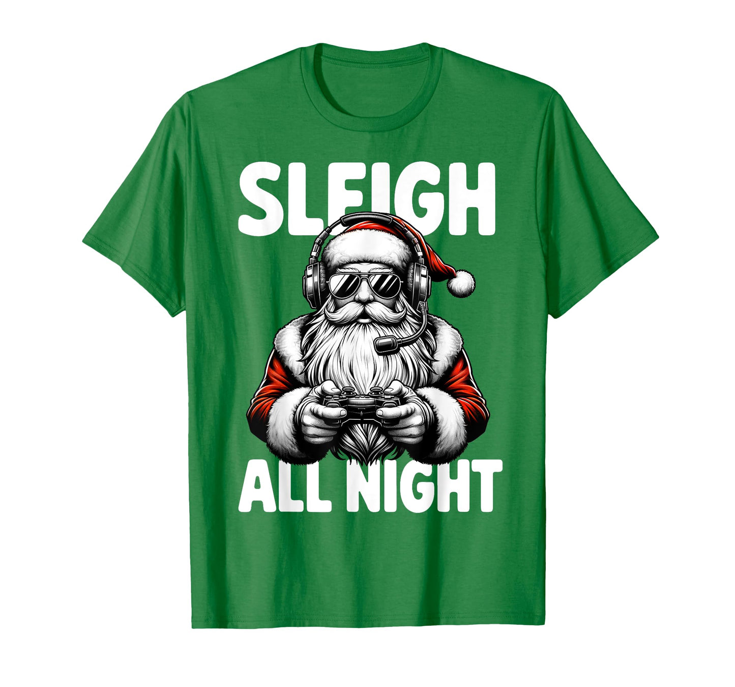 Christmas Gamer Boys Sleigh All Night Video Game Santa Xmas T-Shirt
