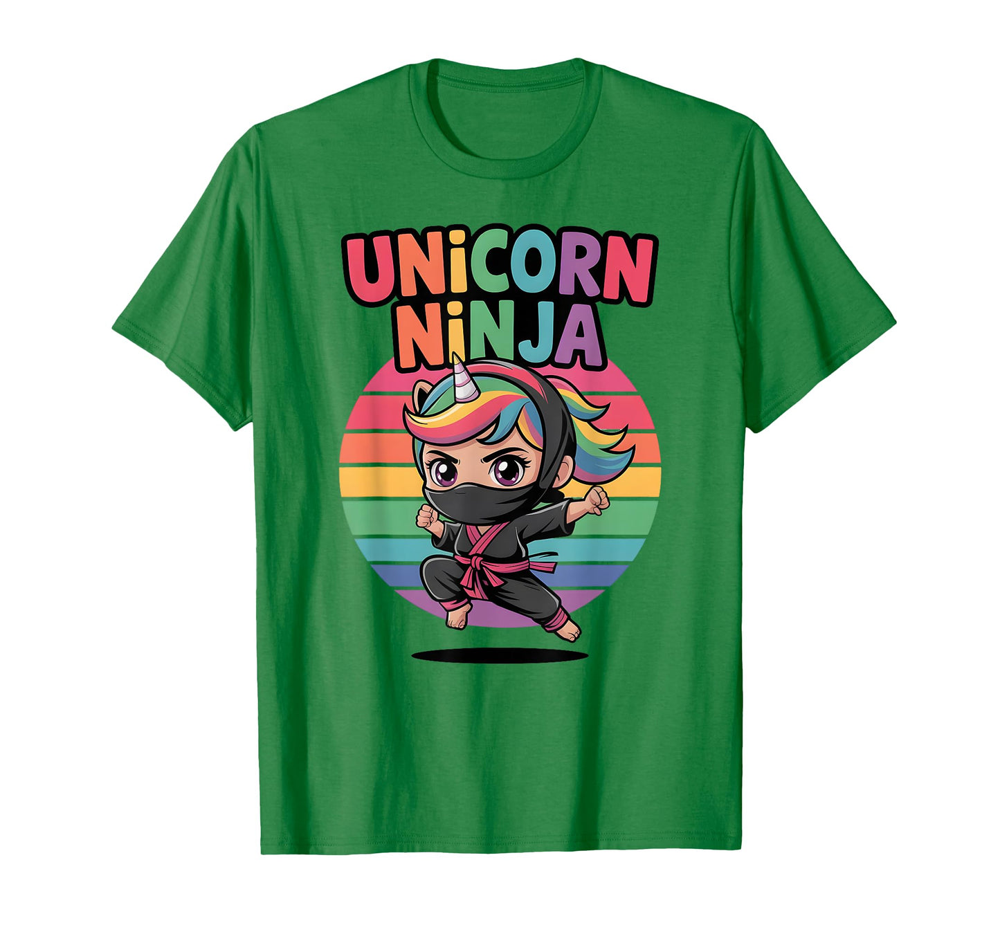 Happy UNICORN NINJA Birthday Girl Girls I Love Pink Crew T-Shirt