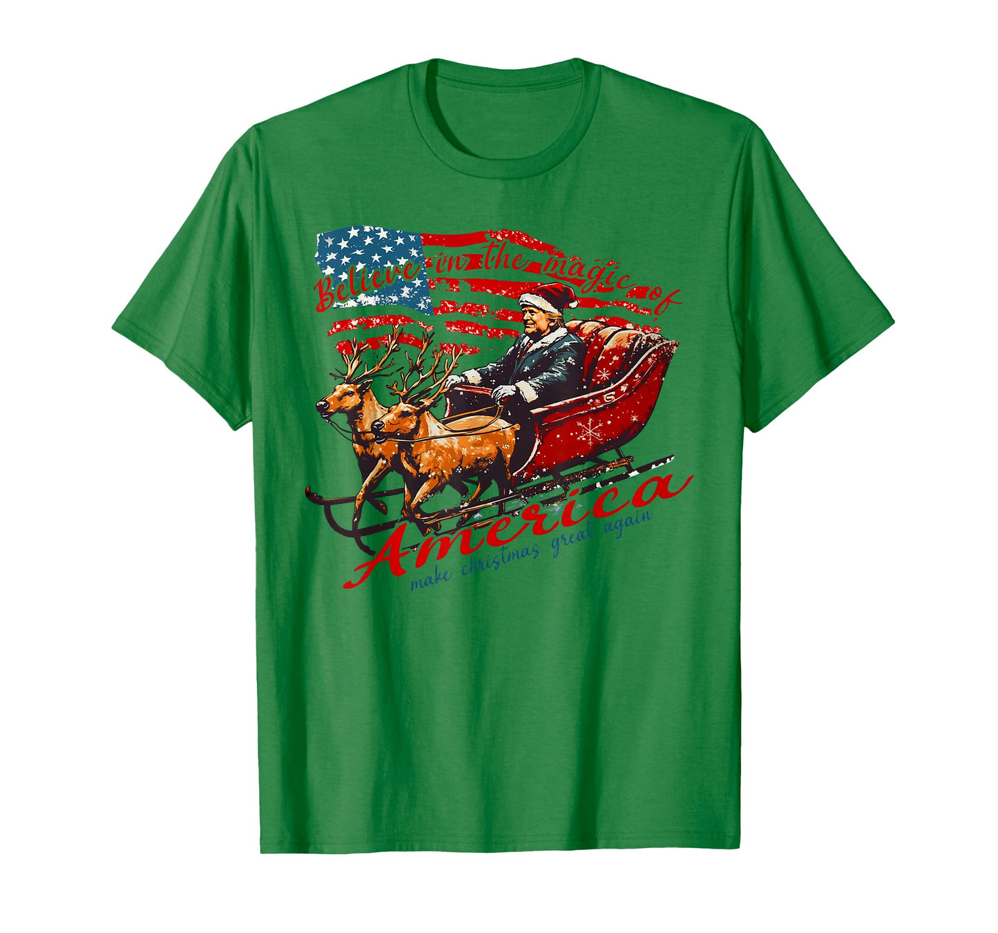 Believe America Make Christmas Great Again Xmas Trump Santa T-Shirt