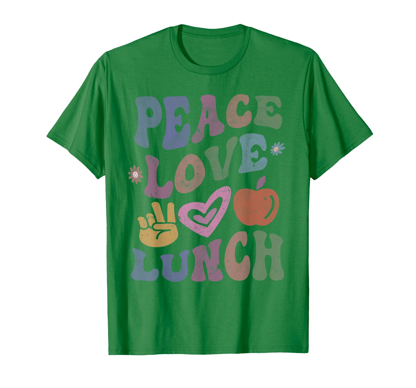 Retro PEACE LOVE LUNCH Lady Groovy Cafeteria Queen Vintage T-Shirt