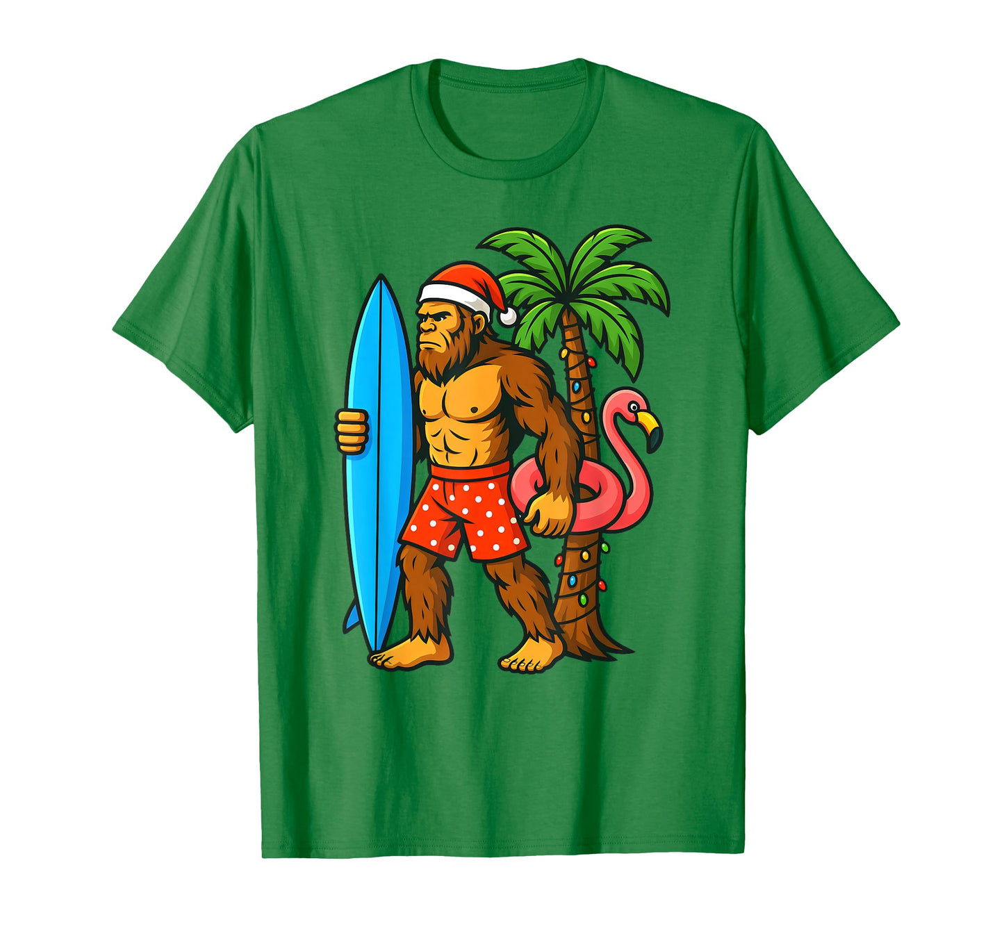 Christmas In July Bigfoot Hawaiian Xmas Palm Tree Summer T-Shirt